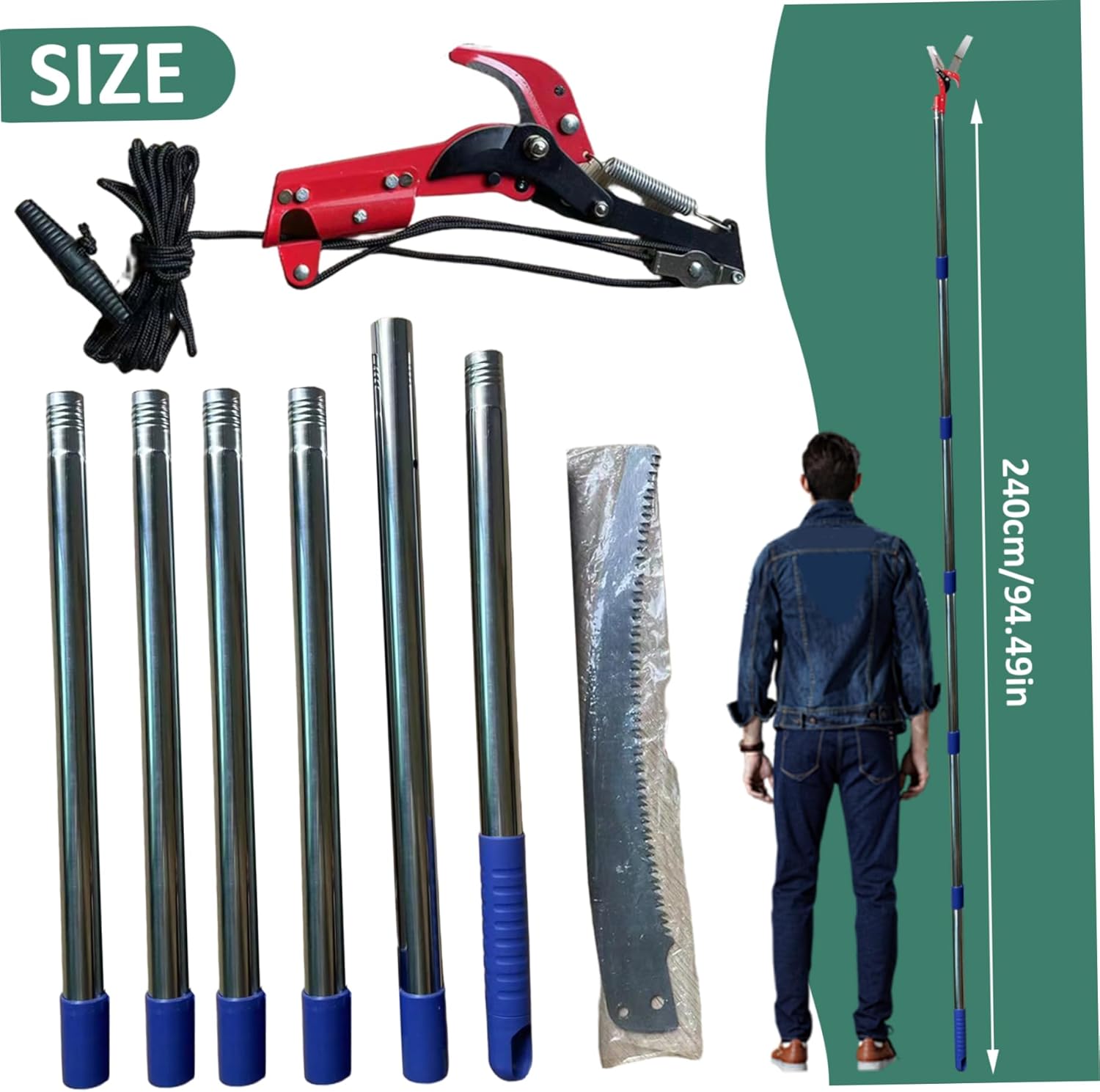 Loppers for Tree Trimming Heavy Duty, Loppers for Tree Trimming Heavy Duty, 2Pcs Steel Telescopic Pruner with 7.9 Ft Long Reaach, Spliced Branch Cutter for Garden, Yard, Farm