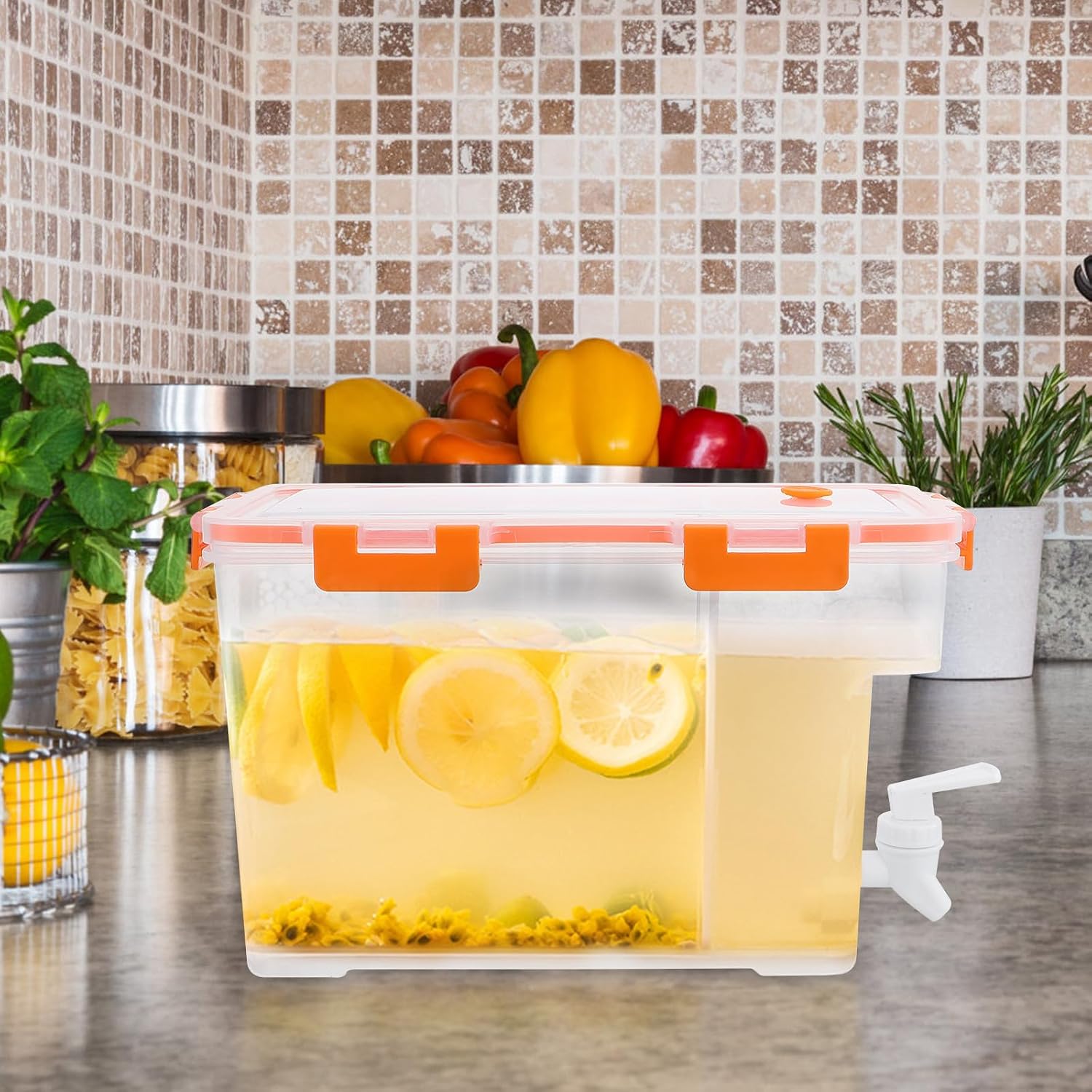 L Plastic Drink Bucket with Faucet for Refrigerator Serving