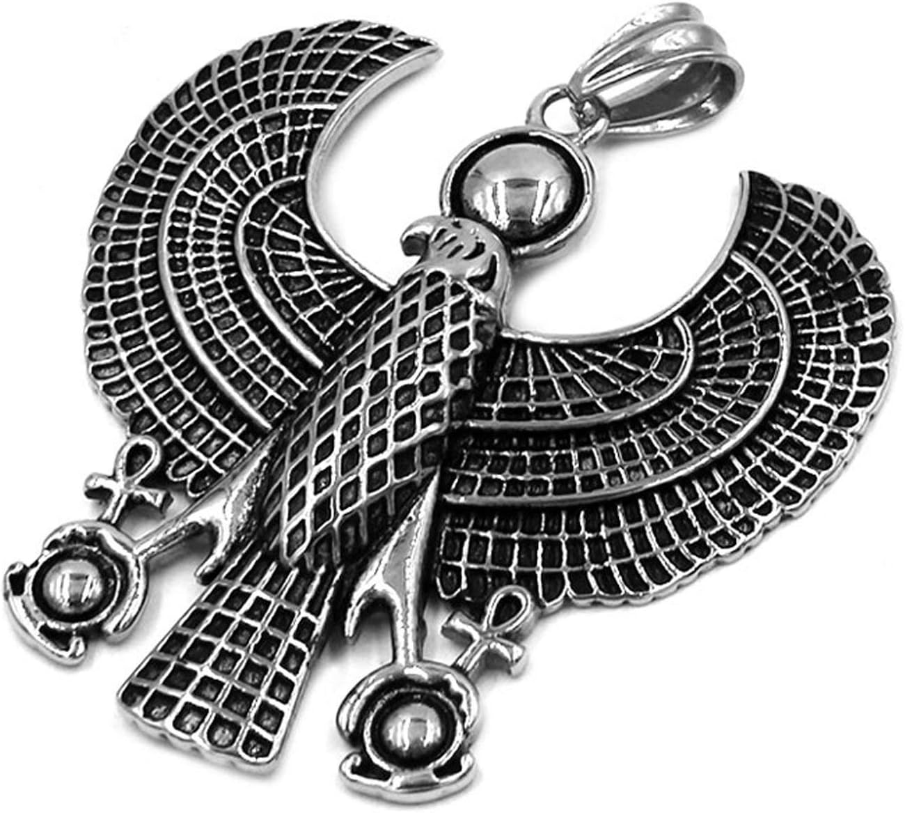 Fantasy Forge Jewelry Ancient Egyptian Falcon Horus Necklace Mens Womens Stainless Steel Large Bird Hawk Pendant