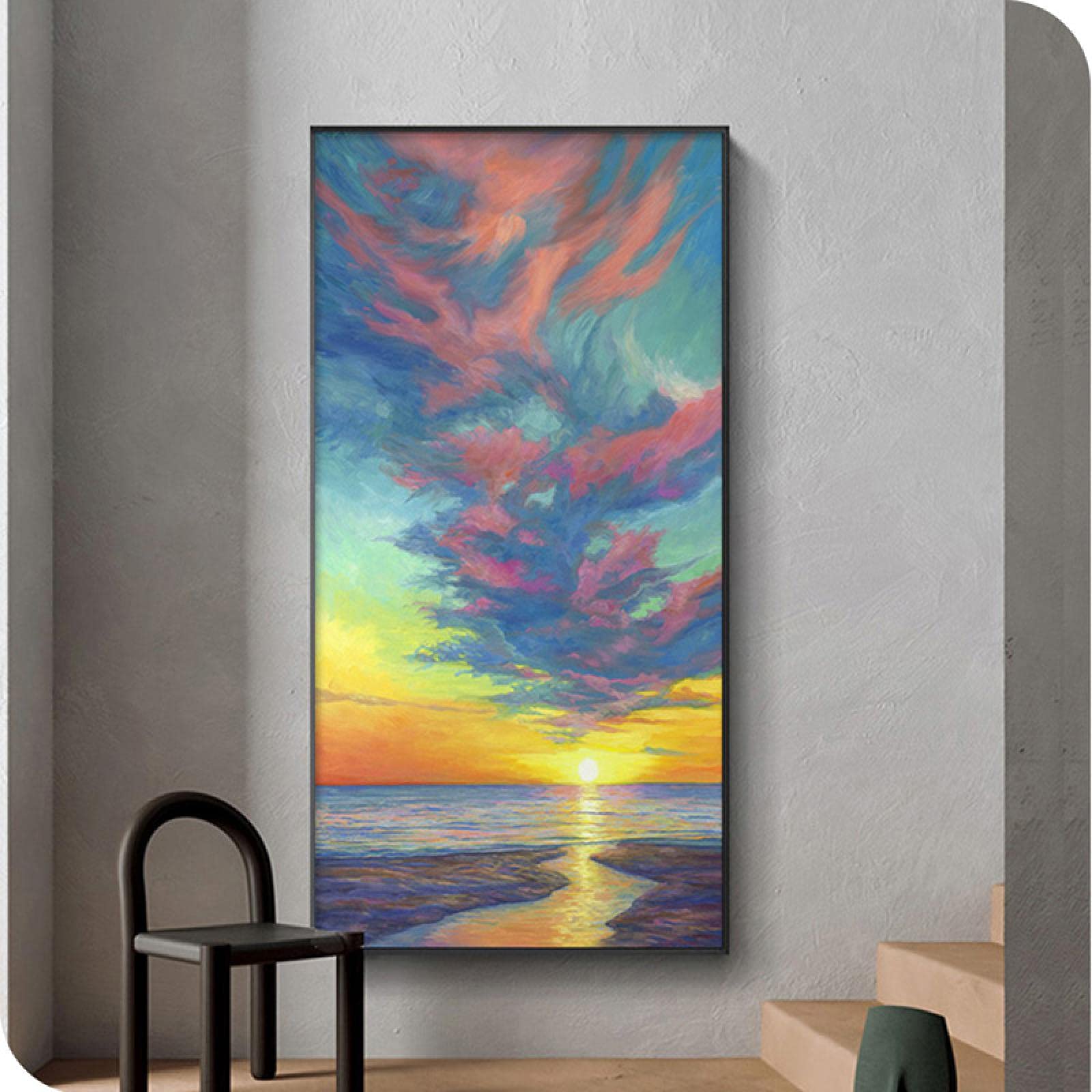 Toile abstraite océan et nuages pour créer un salon zen et une décoration murale moderne - 8