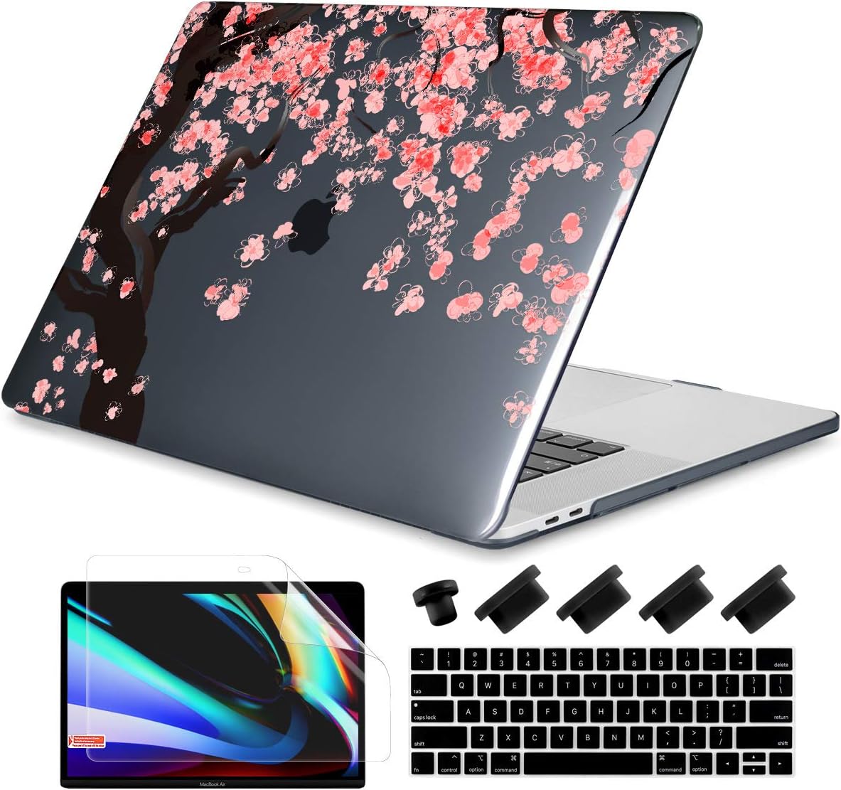 Crazy Clearance Dongke Case MacBook Pro 13 with Black Keyboard Cover Crystal Hard Sleeve for 13 inch MacBook Pro with/without Touch Bar Model:A1989/A1706/A1708 (2018 2017 & 2016) (Cherry blossoms)