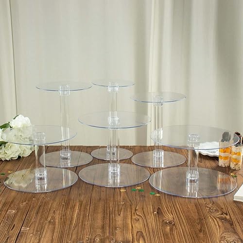 Miniatura 4 de Efavormart - Soporte para decoración de postres de 6 niveles de cristal acrílico resistente para fiesta de cumpleaños, boda