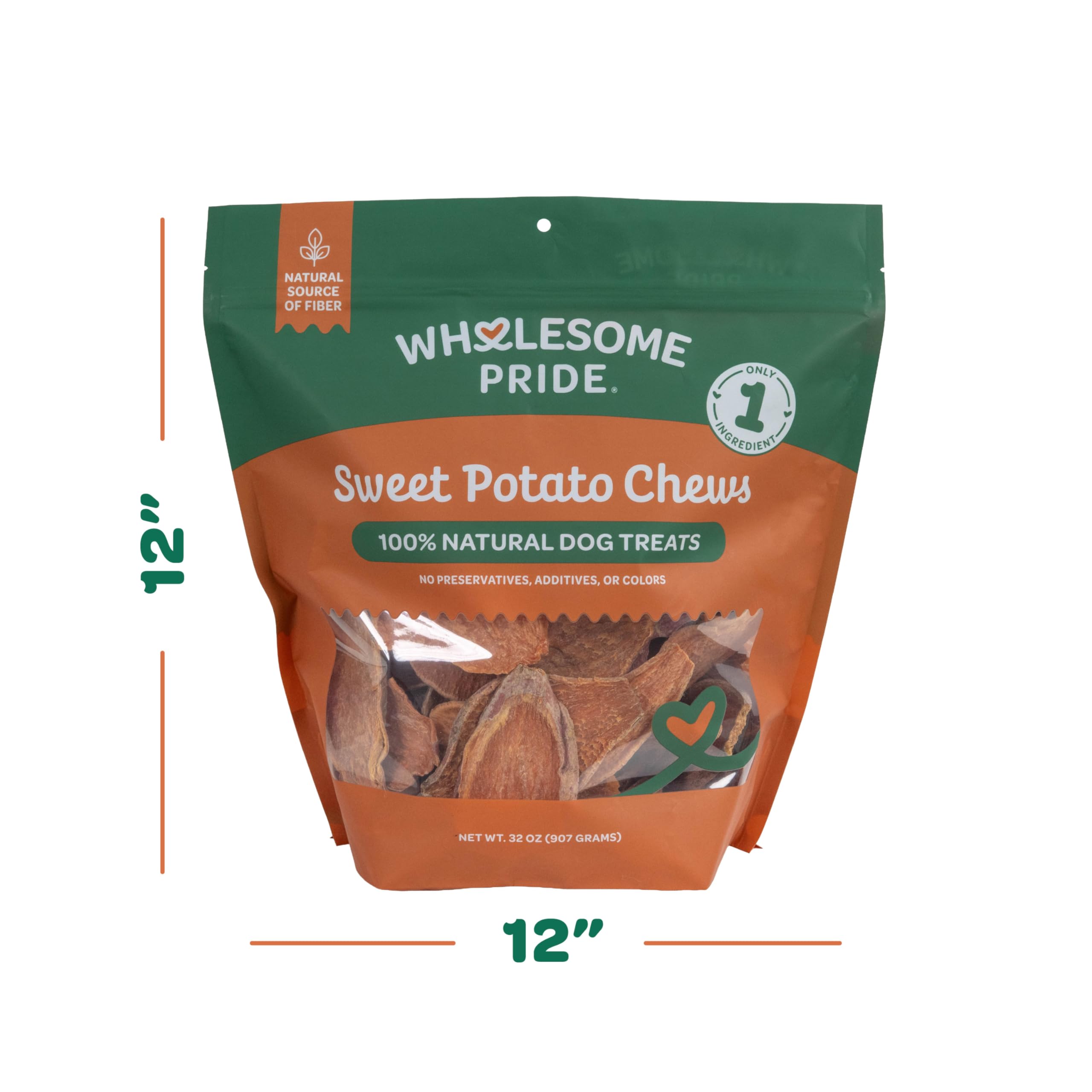 Wholesome Pride Sweet Potato Chews All-Natural Single Ingredient Dog Treats, 32 oz