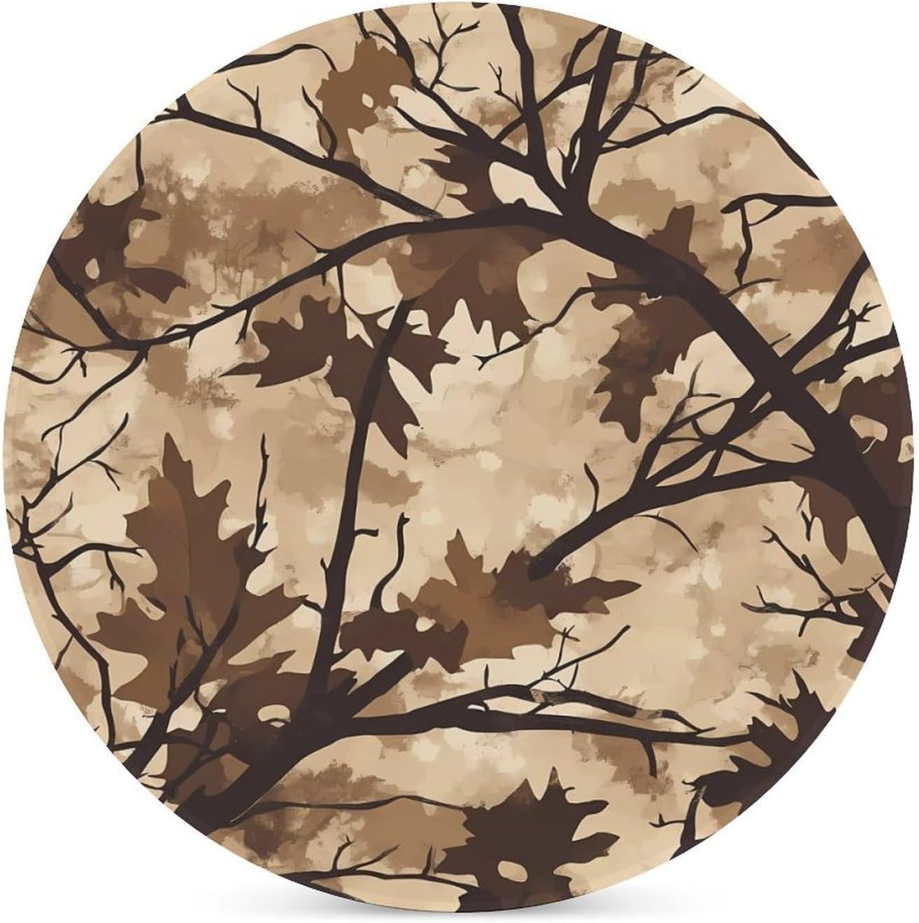 Camouflage Winter Tree Round Ceramic Coasters for Drinks Absorbent Cup Holder Tabletop Protector with Cork Base