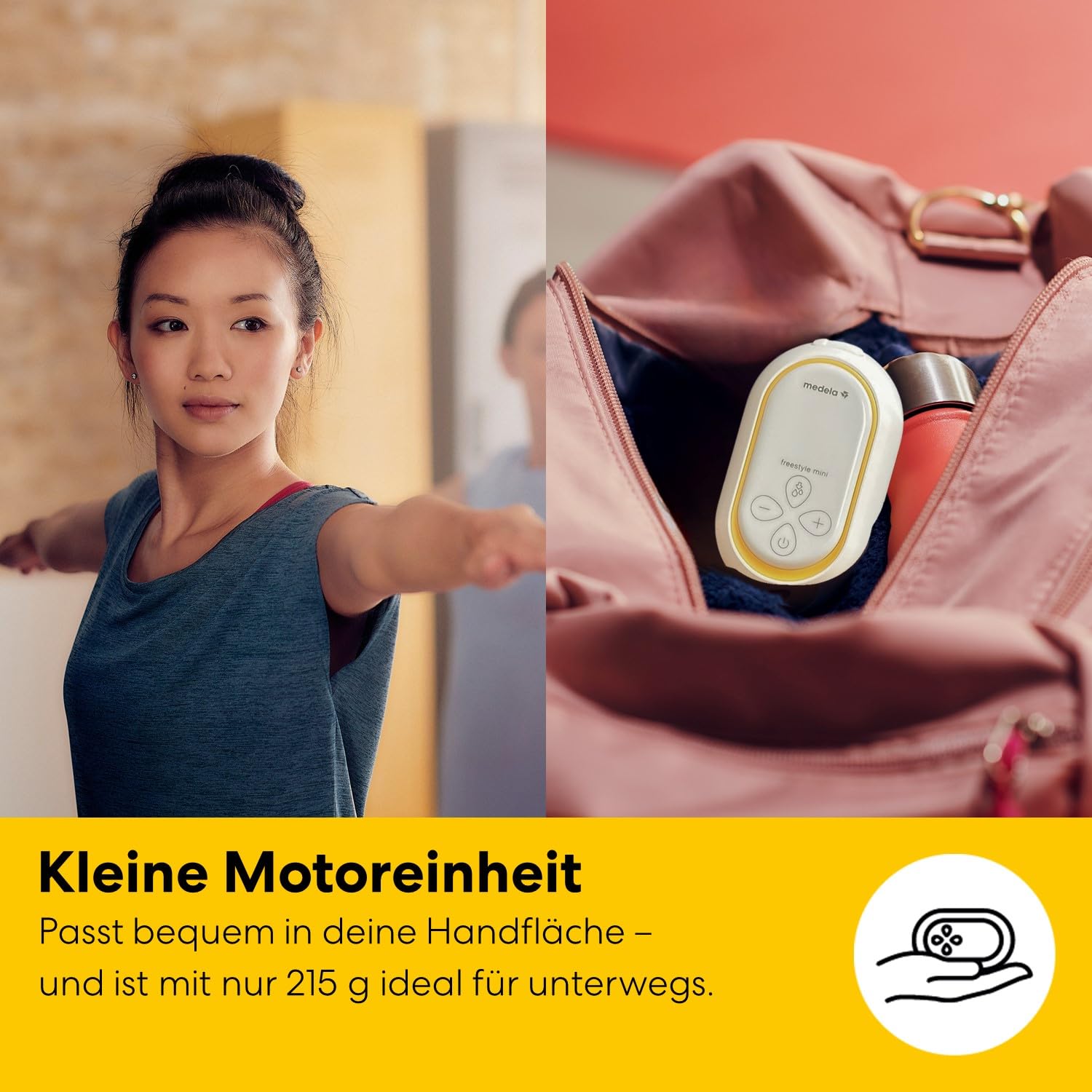 Medela Freestyle Mini Classic Doppelmilchpumpe mit wiederaufladbarem Akku.
