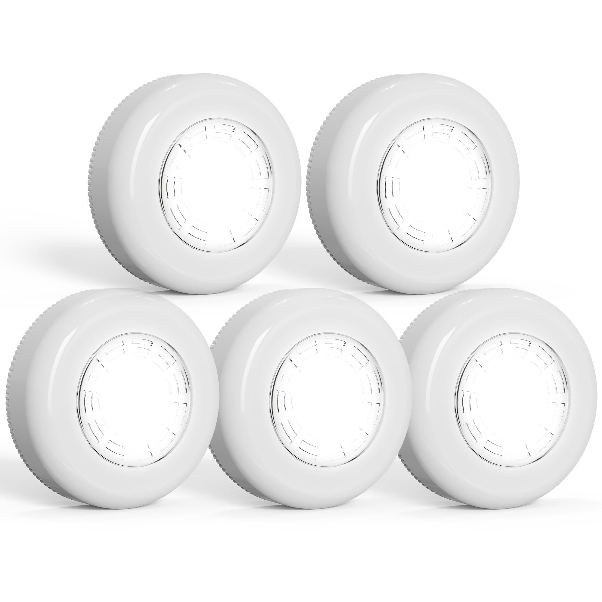 UMECORE Tap Light Push Lights, Under Cabinet Lights Touch Lights Push Button Light Battery Operated Puck Lights Stick On Light for Closet Counter Kitchen Cabinet RV -5Pack