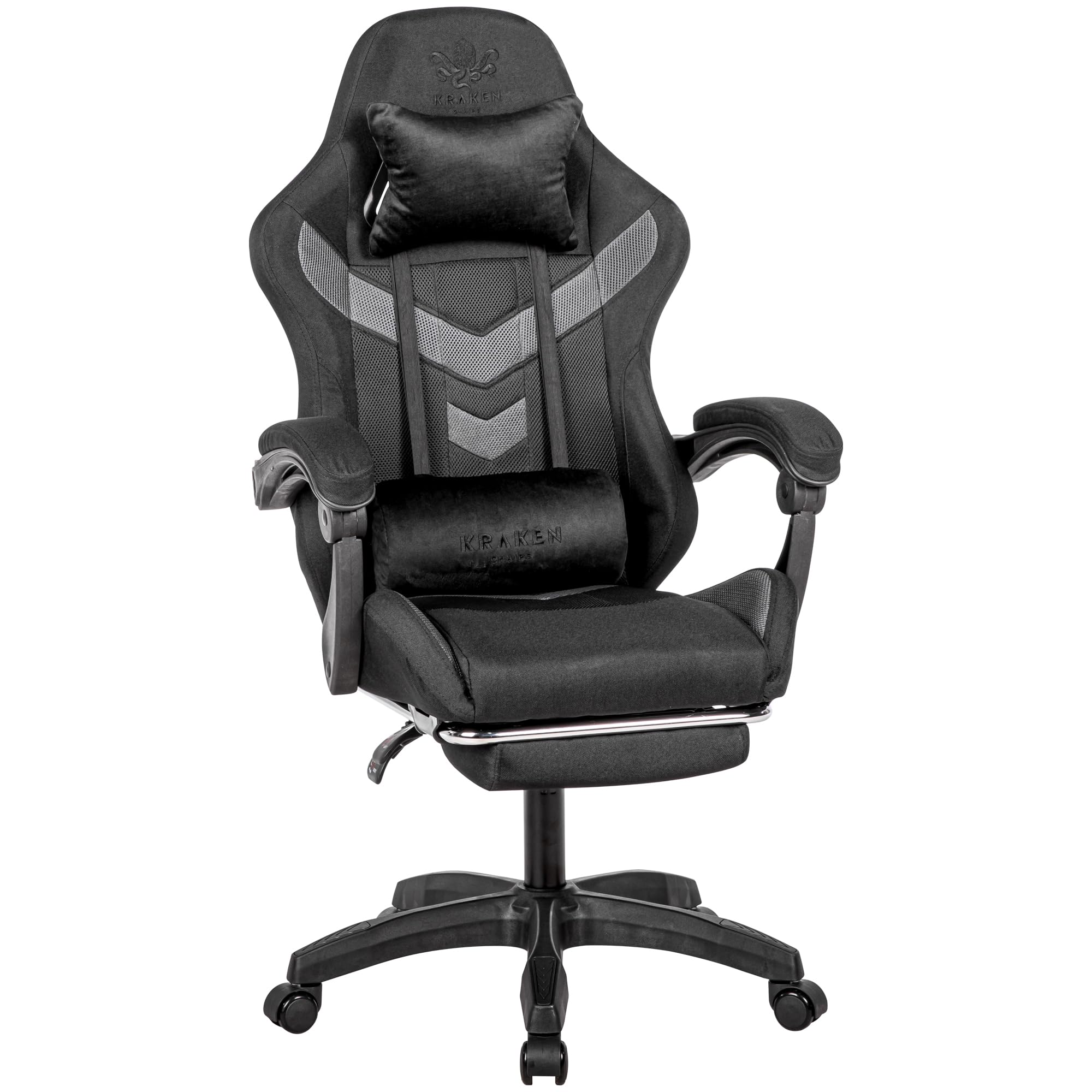 Sedia Gaming Tessuto con Poggiapiedi Ergonomica 130 kg