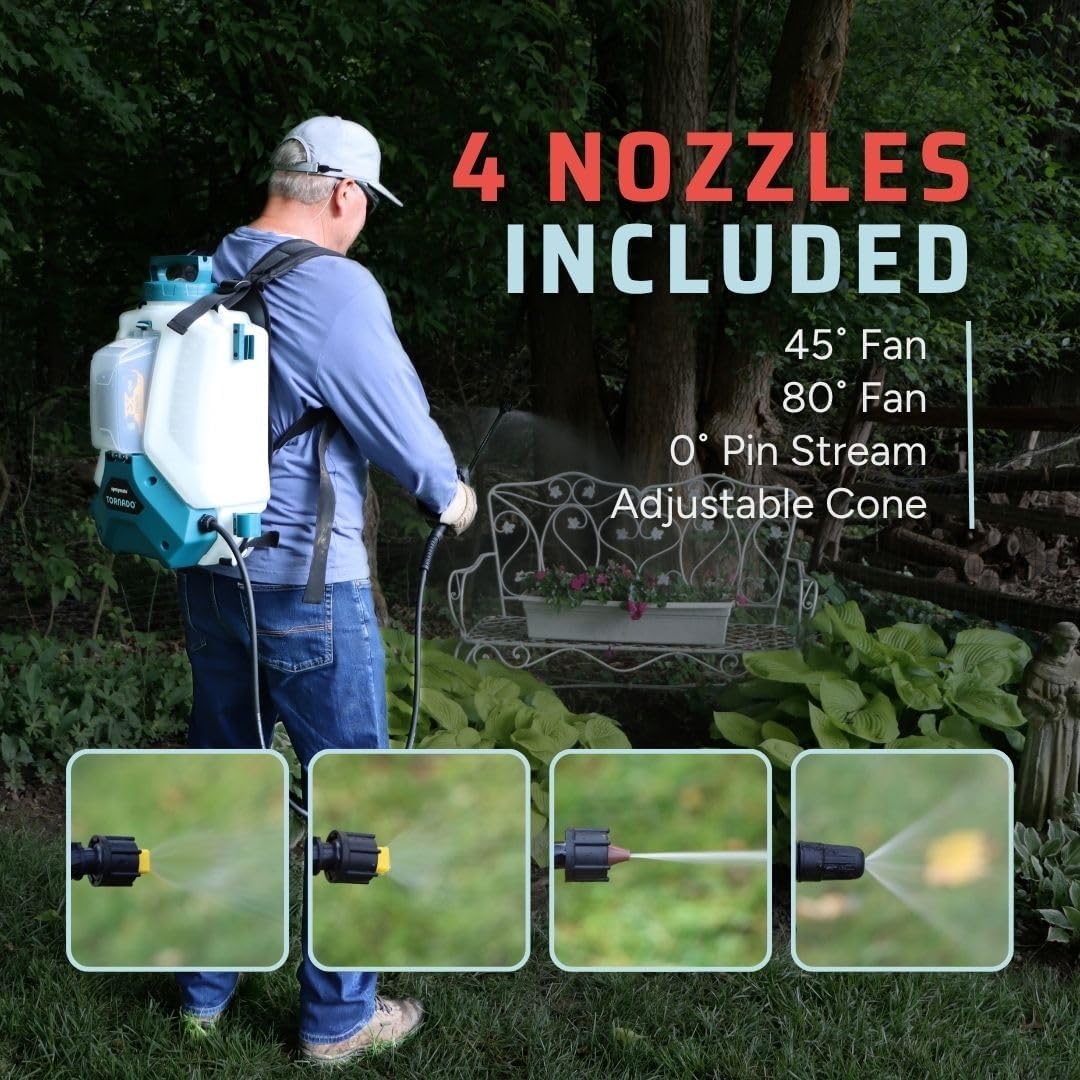 SprayMate Tornado 4-Gallon Battery Powered Backpack Sprayer – Lawn & Garden Sprayer, Compatible with FlowZone, DeWalt, Milwaukee, Makita & Bosch Batteries Tool ONLY (Battery Not Included)