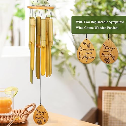 Miniatura 2 de Campanillas de viento de bambú Afirst, campanillas de viento de madera de 37.5" para exteriores, regalo conmemorativo de condolencia por la pérdida