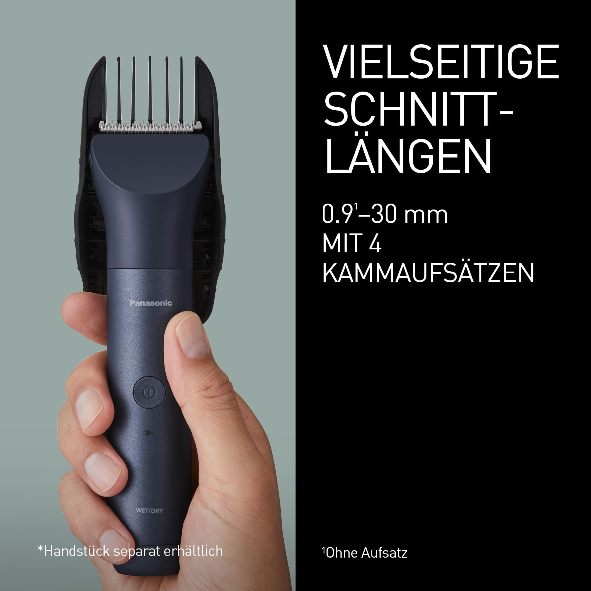 Panasonic ER-CHC1-A301 MULTISHAPE Aufsatz, Haarschneideaufsatz, Modulares Körperpflegesystem, 15 Längeneinstellungen, 4 Kammaufsätze, Schwarz