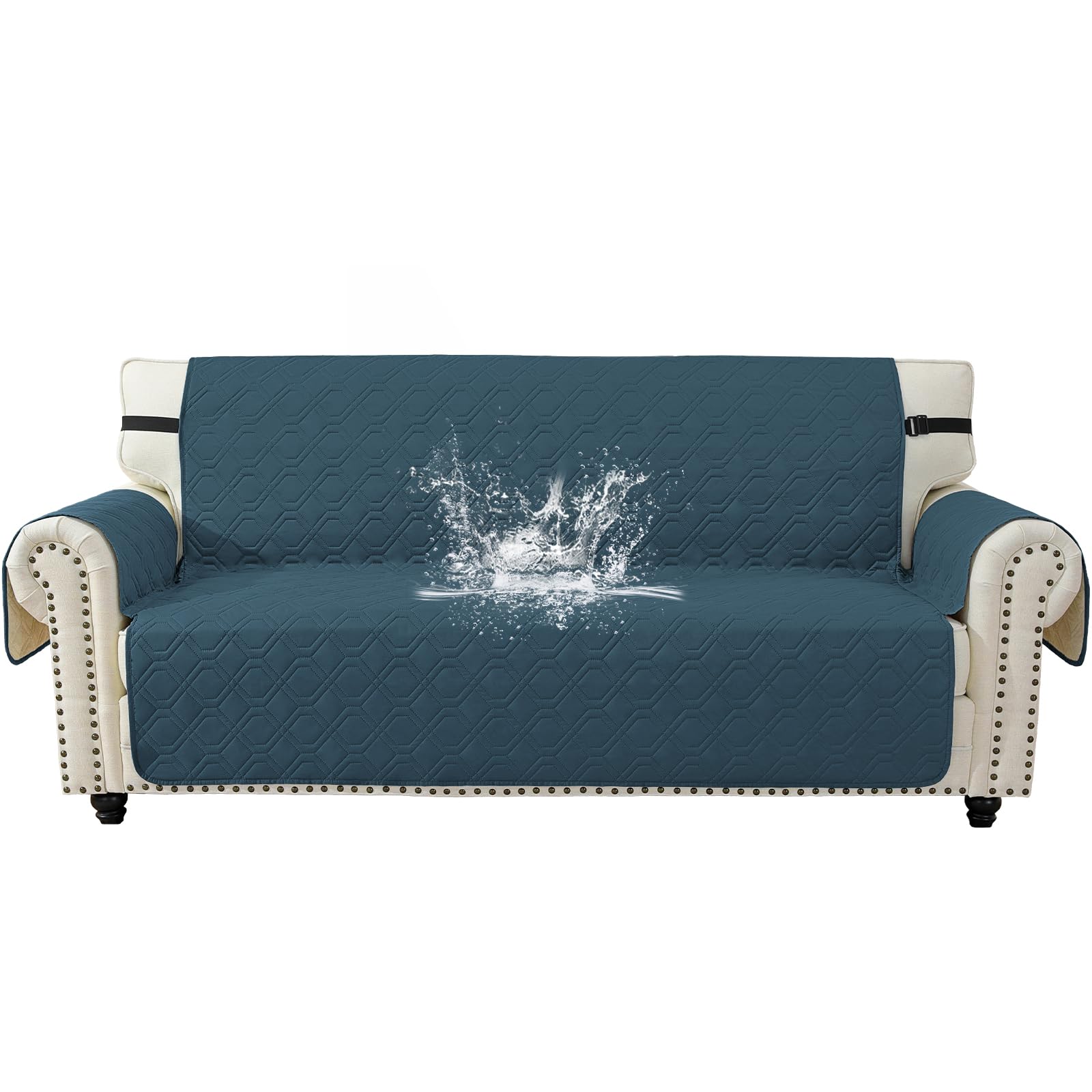 YSTELLAA Impermeable Funda Sofa 4 Plazas con Brazos, Cubre Sofas Antideslizante Antimanchas, Fundas para Sofa Antiarañazos Gatos, Sofa Cover Universal Lavable, Verde Oscuro Global Recycled Standard Global Recycled Standard Global Recycled Standard