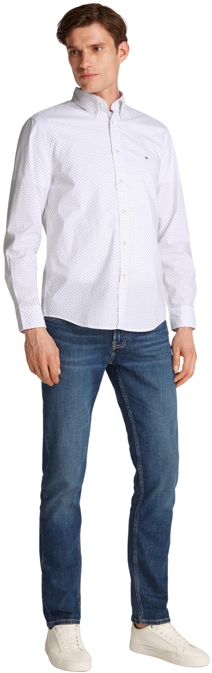 Tommy Hilfiger Camisa Hombre Flex Poplin Polka Dot Regular Fit