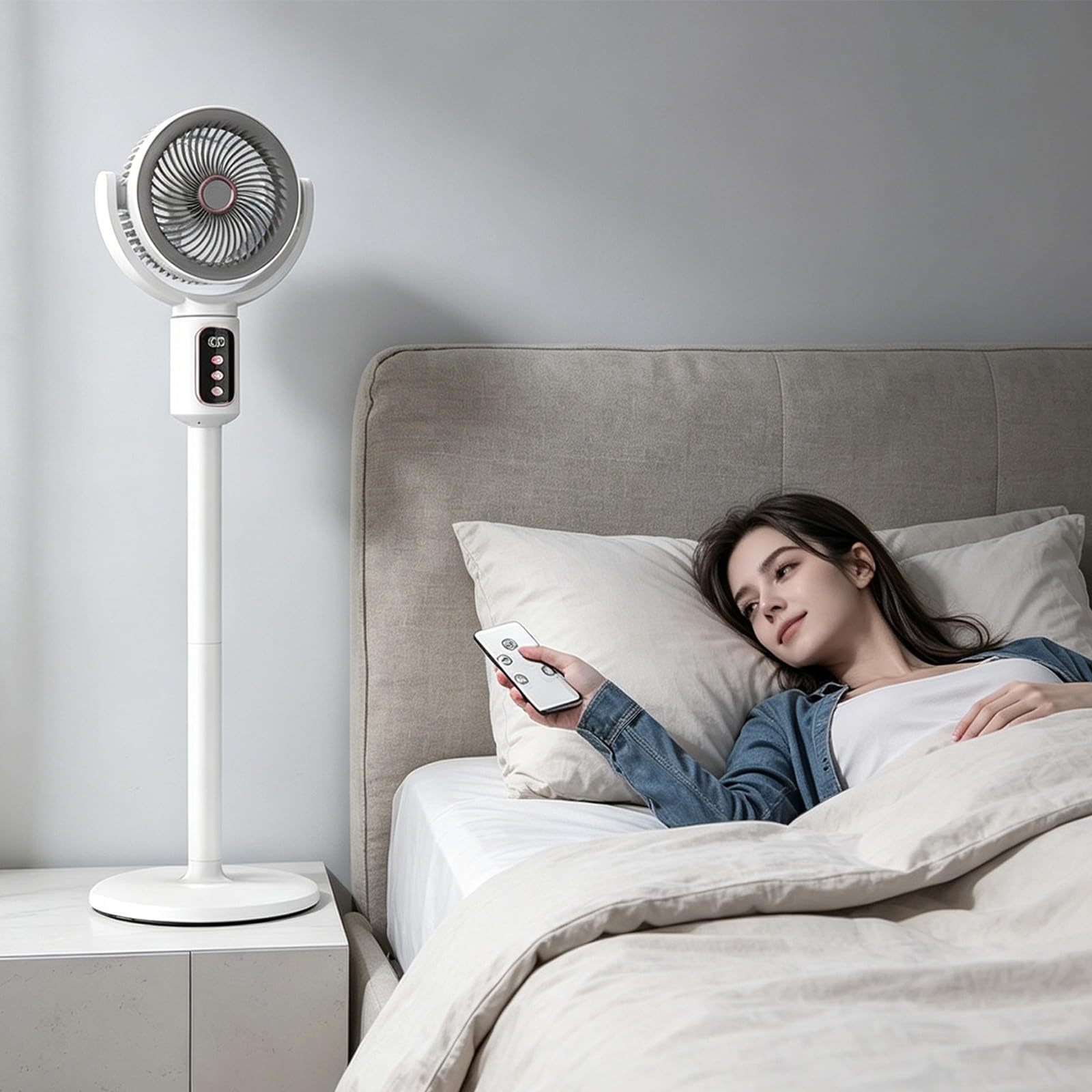 Ventilatore USB portatile in piedi regolabile in altezza circolazione dell'aria silenziosa per casa, camera da letto, scrivania, spazio di lavoro con testa oscillante, impostazioni di velocità