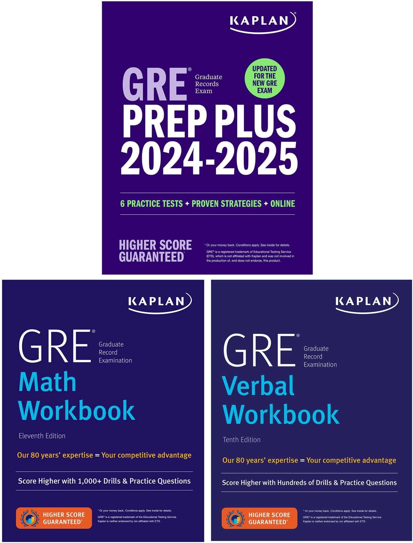 Kaplan GRE Prep Plus 2024-2025 / Kaplan GRE Math Workbook / Kaplan GRE Verbal Workbook: Updated For the New GRE Test; Our 80 Years' Expertise = Your Competitive Advantage; 6 Practice Tests + Proven Strategies + Online