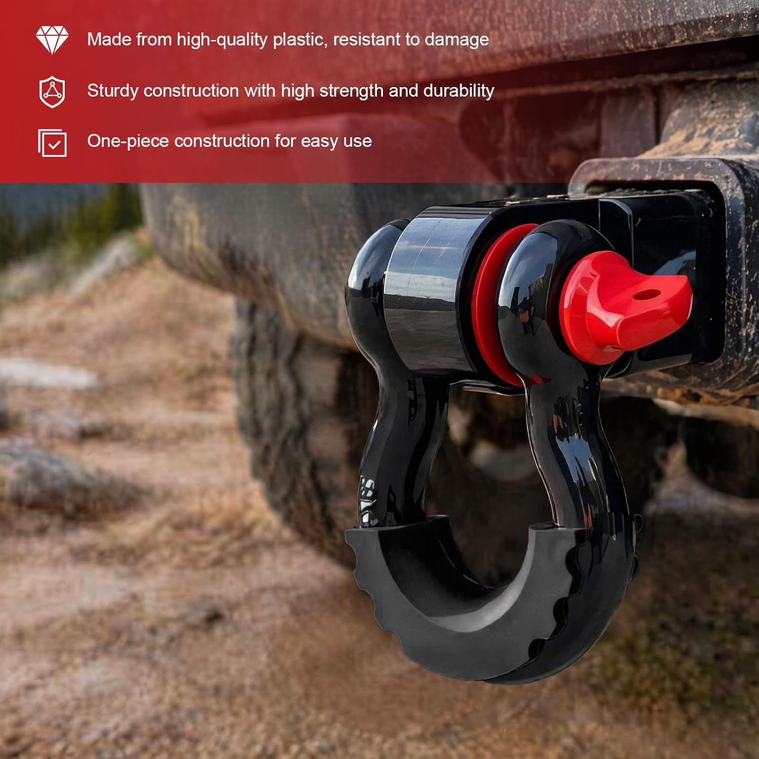 D Ring Shackle Isolators Washers Kit, 3/4" Heavy Duty Car Towing Shackle Isolator Kit with 8 Washers, Vehicle D-Ring Cover Set Protect Bumper & Reduce Rattling, Car Accessories (Black)
