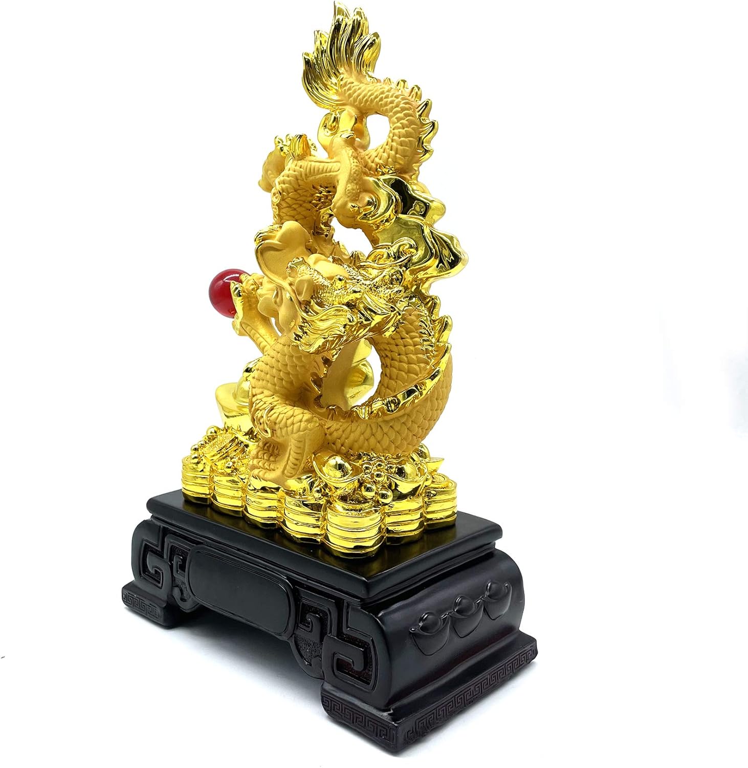 FUNSXBUG 11 Inch Chinese Feng Shui Dragon Statue Sculpture Figurines Feng Shui Decor Home Office Decoration Tabletop Decor Ornaments Good Lucky Gifts