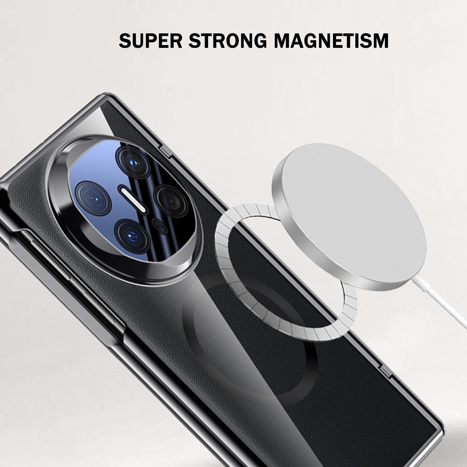 Anti Peeping Cover per Huawei Mate X6, Protezione Privacy Vetro Temperato Magnetica Custodia Cerniera AntiGraffio Placcatura Trasparente Guscio,Nero,Mate X6