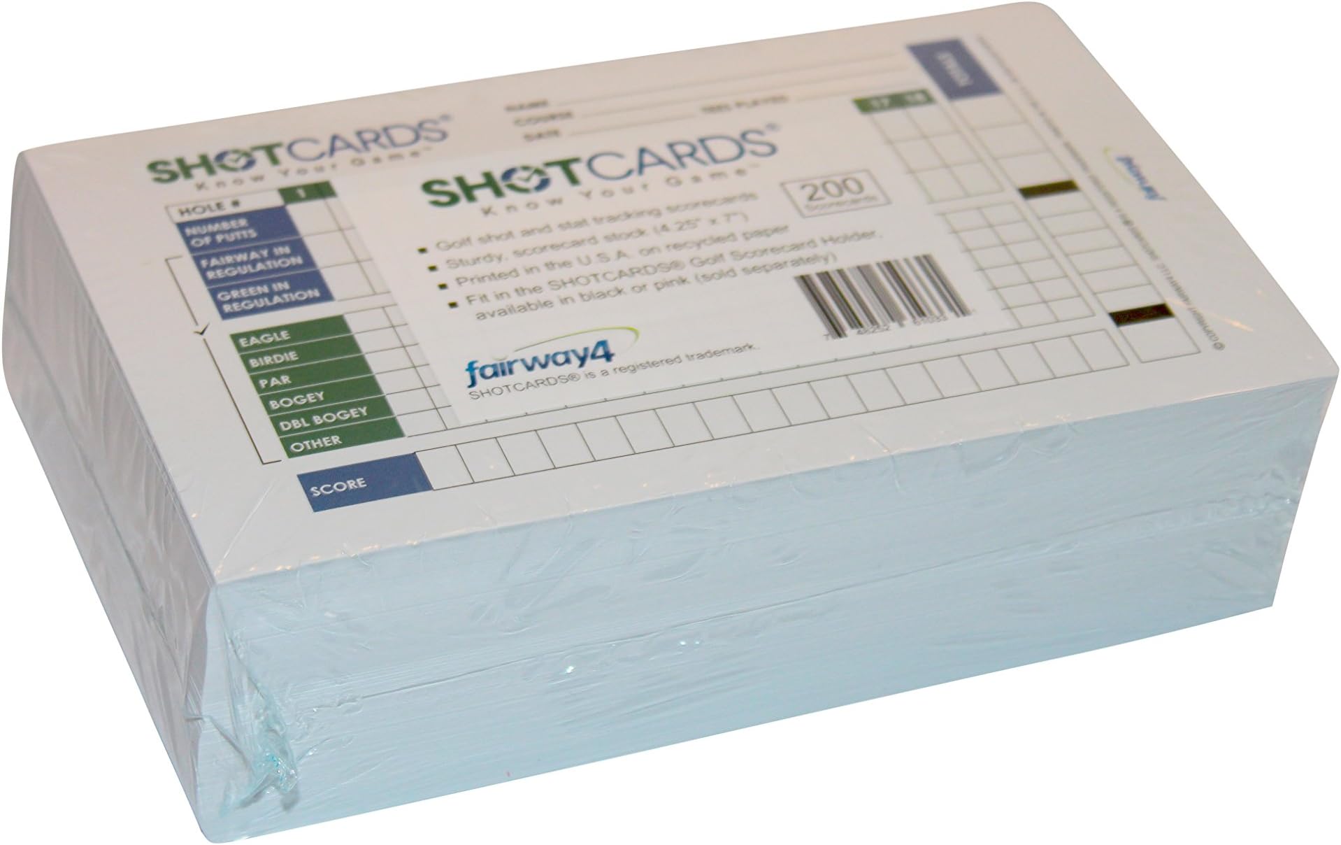 Fairway4 SHOTCARDS Bulk 200 - Golf Shot and Stat Tracking Scorecards - Pinpoint Weaknesses and Improve Your Golf Game - Training Aid - Detailed Golf Score Tracking