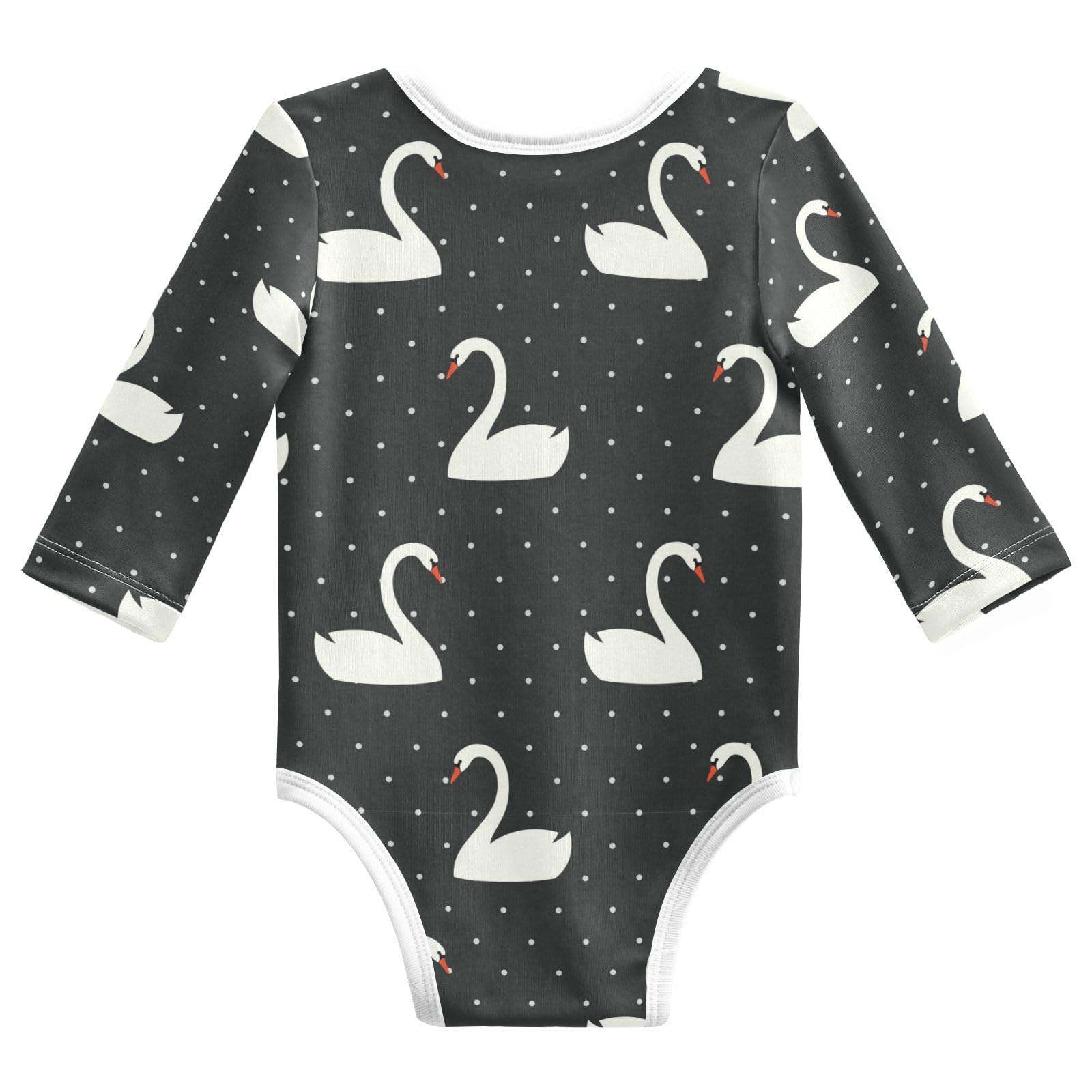 Wusikd White Swan Unisex Baby Bodysuit Cotton Polka Dots Baby Long Sleeve Clothes 9 Months for Boys Girls