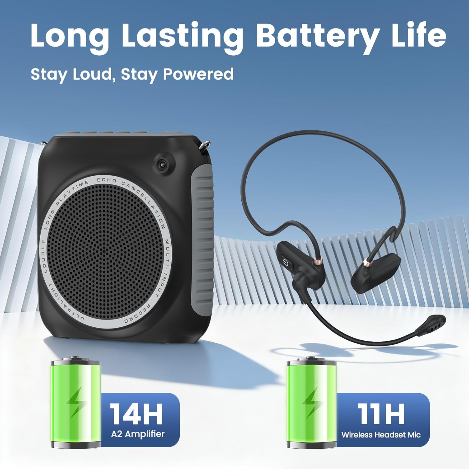 Wireless Voice Amplifier with Headset Microphone, Mini Portable Voice Amplifier for Teachers, Classroom, Fitness, Yoga, Tour Guides, Coaches, Speech, Elderly Outdoors-Black - Image 4