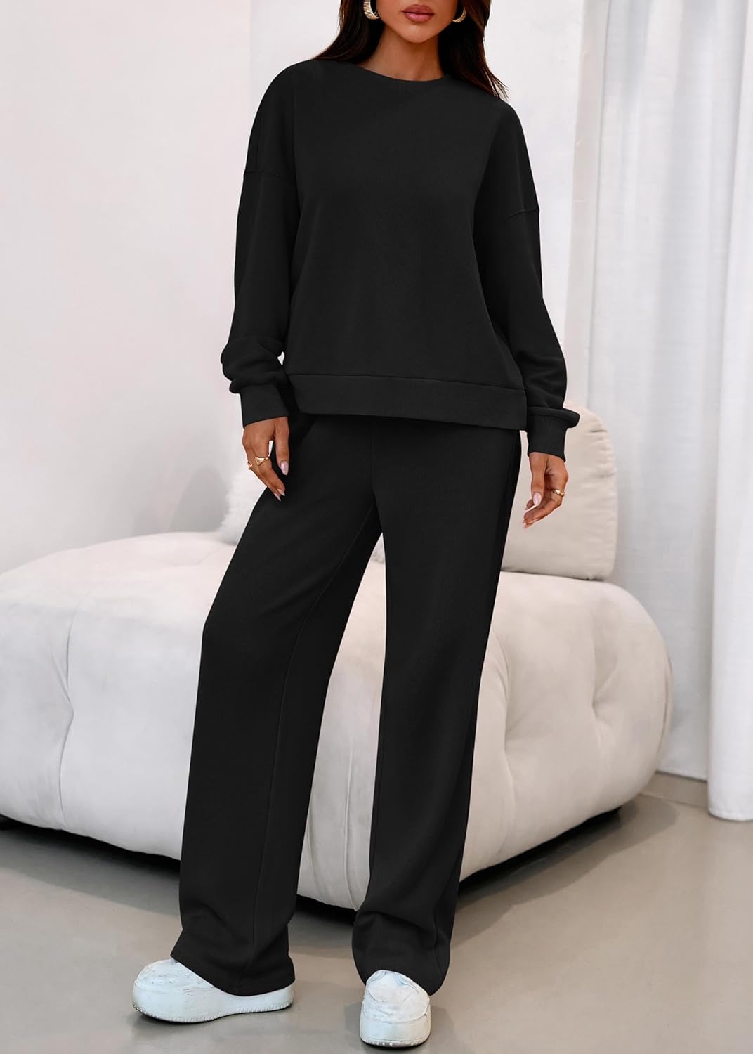 KIRUNDO Spring Fall Sweatsuits Women 2 Piece Outfit Lounge Sets 2026 Matching Airport Travel Sweatshirt Sweatpants Tracksuit - Image 7