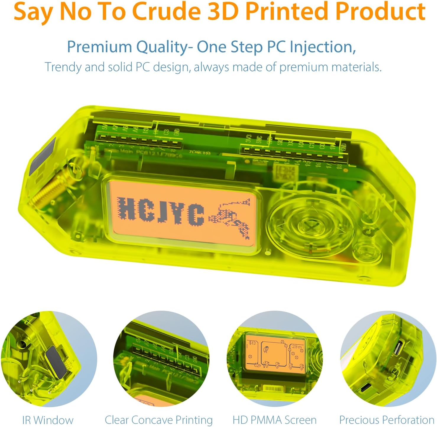 Transparent Hard Case for Flipper Zero (Green)