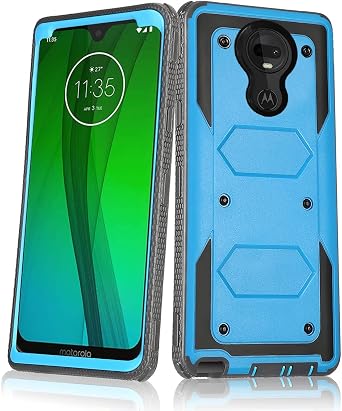 Asuwish Phone Case for Moto G7/G7+/Revvlry Plus Cover Hybrid Shockproof Proof Full Body Protective Heavy Duty Cell Accessories Motorola G7Plus Moto7 XT1962-1 G 7 7G Tmobile Revvlry+ Women Men Blue