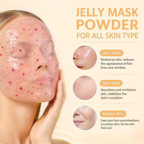 YMEYFAN Jelly Mask for Facials Professional, VC Peel Off Jelly Face Mask Powder, Deep Hydrating Moisturizing Facial Skin Care, Home Spa Day DIY Skincare for Women and Men (23Fl Oz)