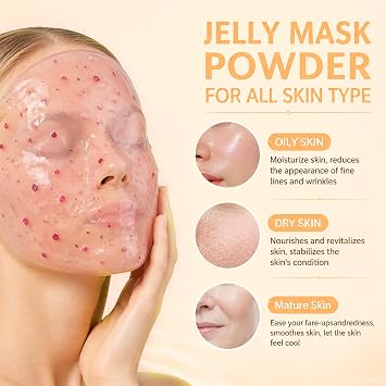 YMEYFAN Jelly Mask for Facials Professional, VC Peel Off Jelly Face Mask Powder, Deep Hydrating Moisturizing Facial Skin Care, Home Spa Day DIY Skincare for Women and Men (23Fl Oz)