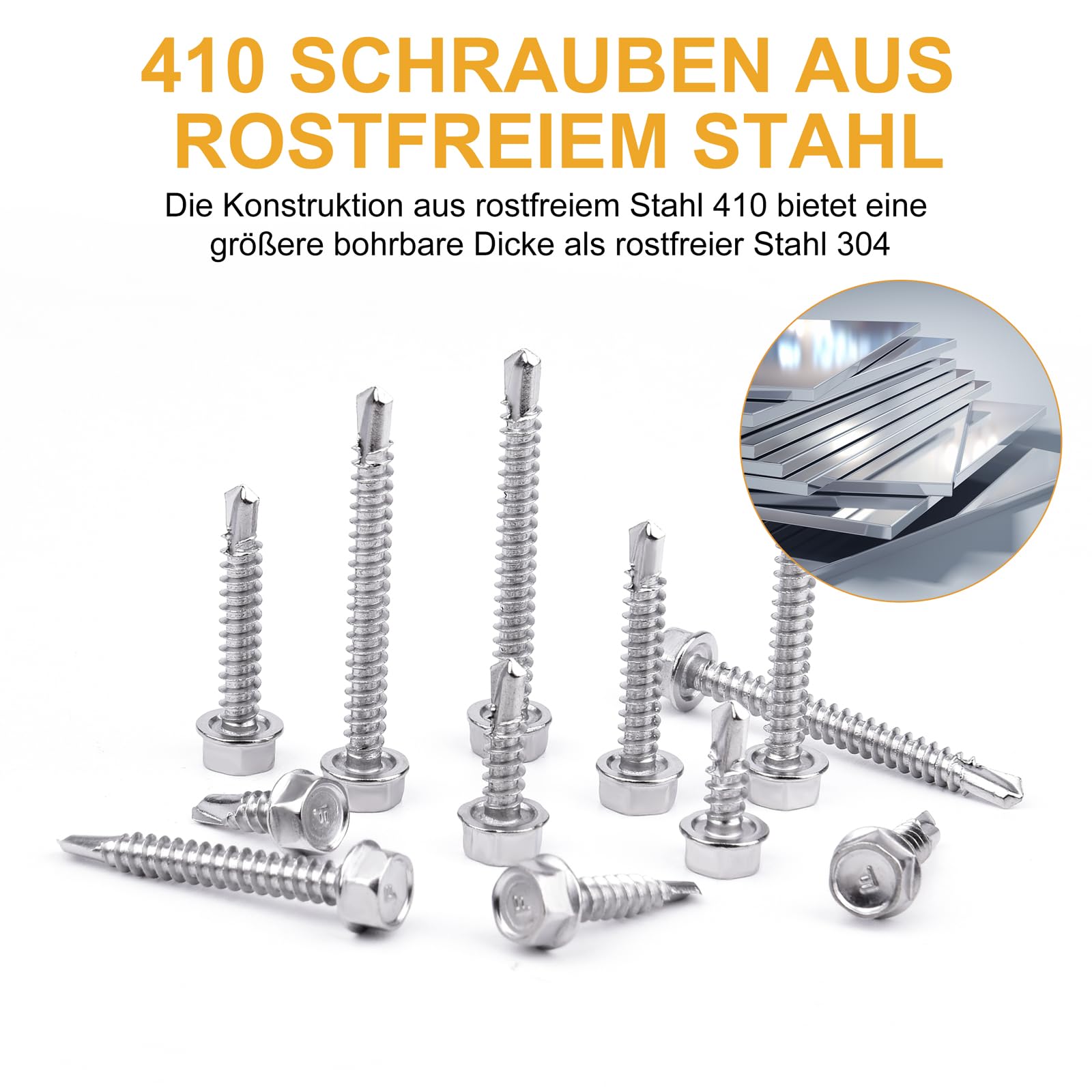 VIGRUE 160 viti autofilettanti in acciaio inox M4.2 esagonali 6 dimensioni Set di viti autofilettanti per metallo, legno, mobili