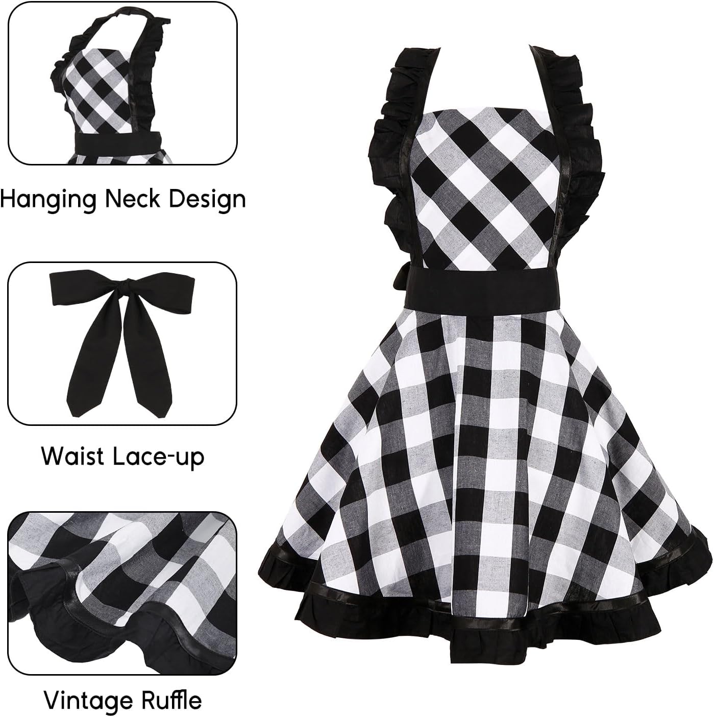 RosieLily Retro Aprons for Women Vintage Apron Kitchen Apron for Cooking Baking BBQ Grilling Sexy Mothers Day Gifts Cute - Image 2