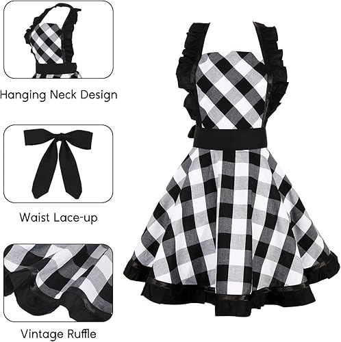 Miniatura 2 de RosieLily Retro Aprons for Women Vintage Apron Kitchen Apron for Cooking Baking BBQ Grilling Sexy Mothers Day Gifts Cute