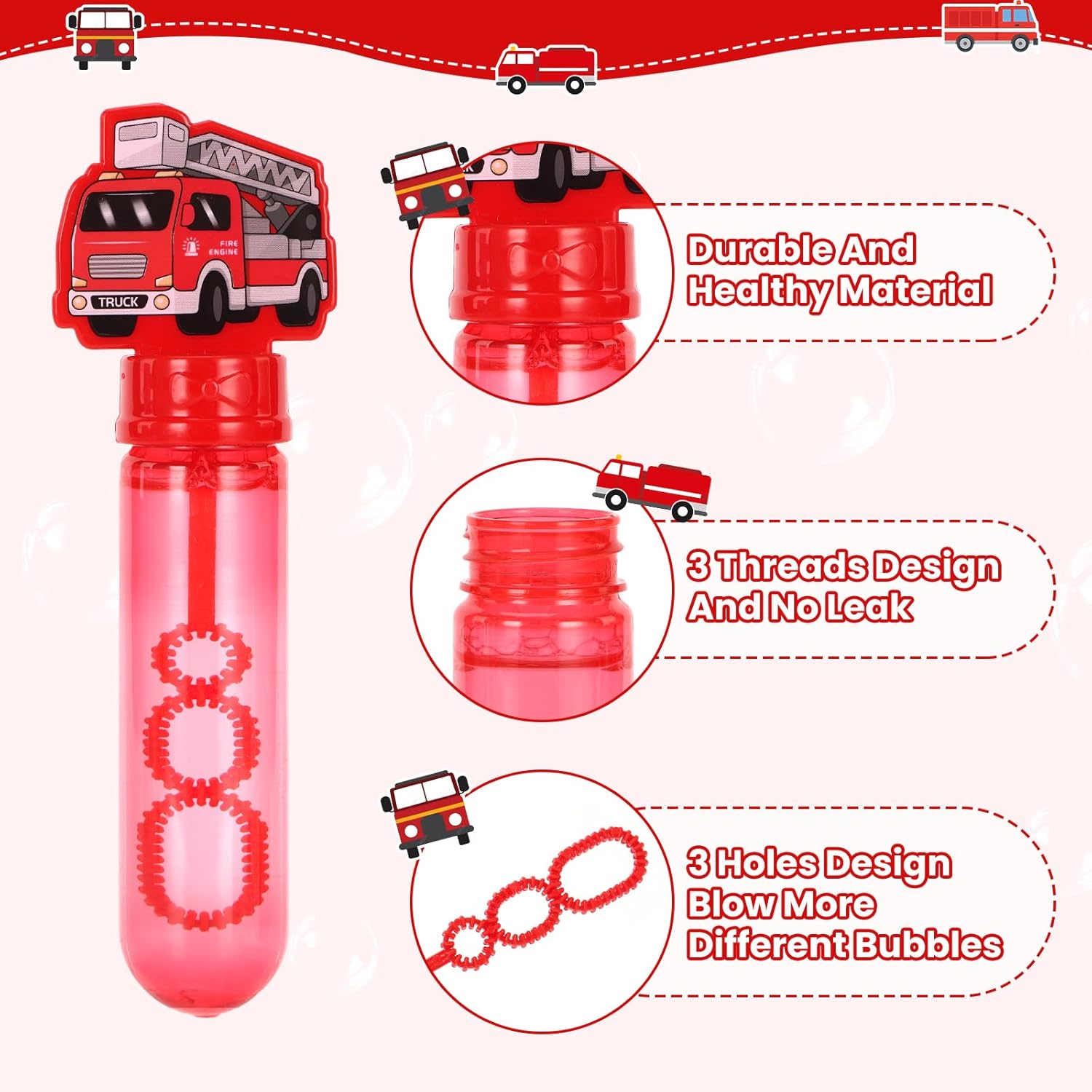 Firefighter Party Favors Bubble Wands for Kids Firetrucks Bubbles Birthday Party Supplies Goody Bag Stuffers Bubble Toy 24 pcs
