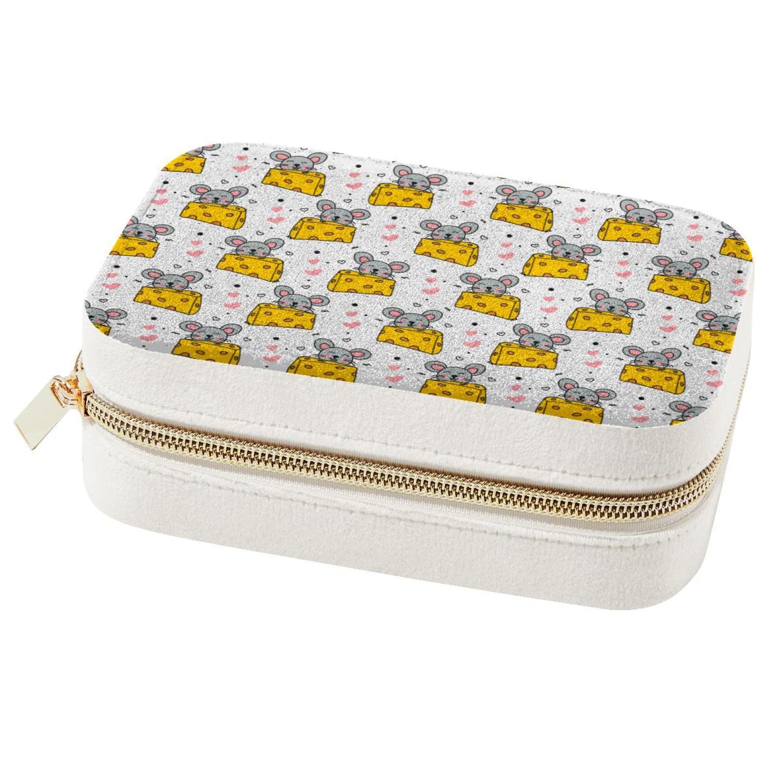 Boîte à bijoux souris et fromage au design ludique avec compartiments pour bagues