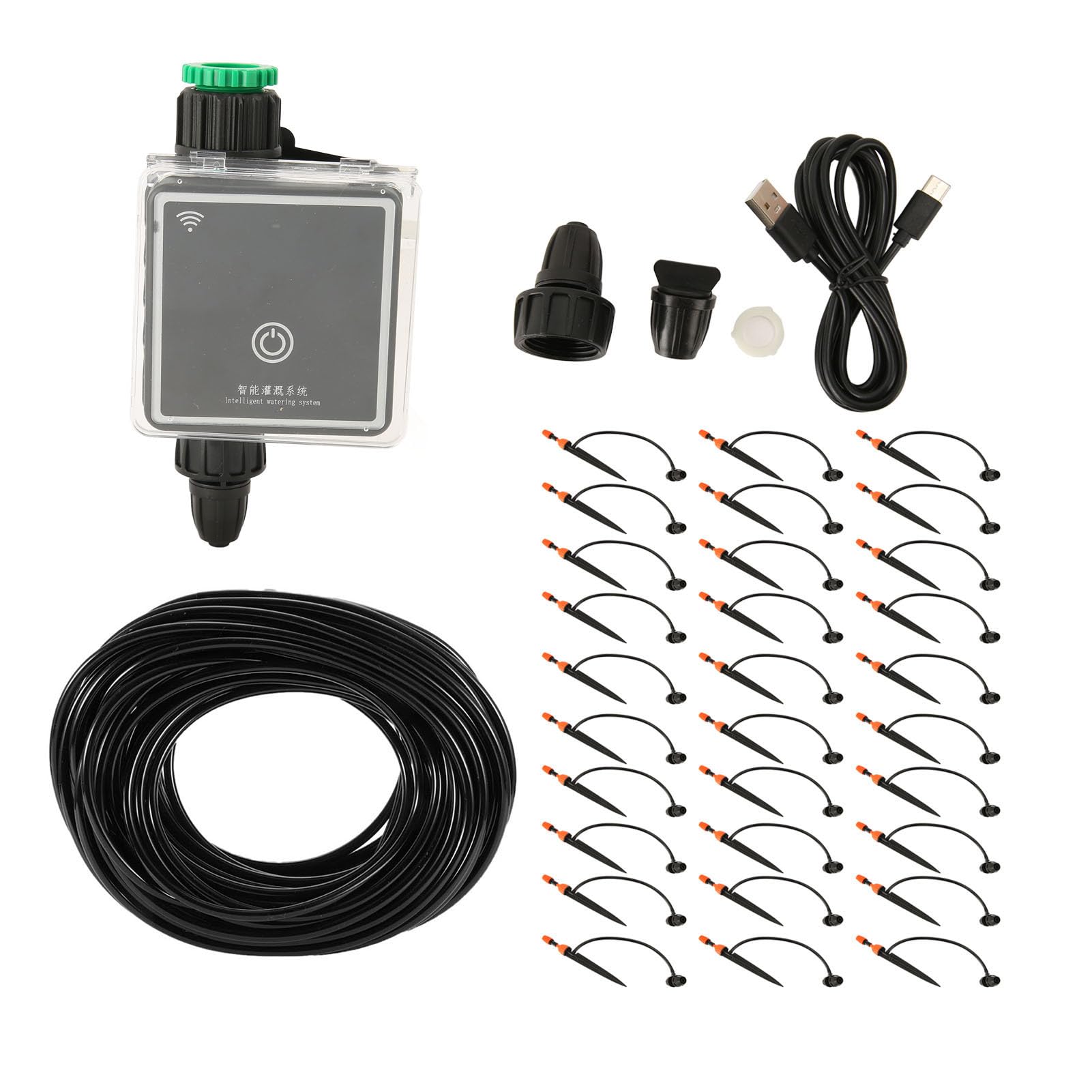 Tropfbewässerungs-Sets, Bewässerungssystem-Set, WiFi-Fernbedienung, USB, 5 V, Verstellbar, Sprühbar, Tropfbar, mit Bewässerungs-Timer, Gartenbewässerungssystem (30m/98,4 ft)
