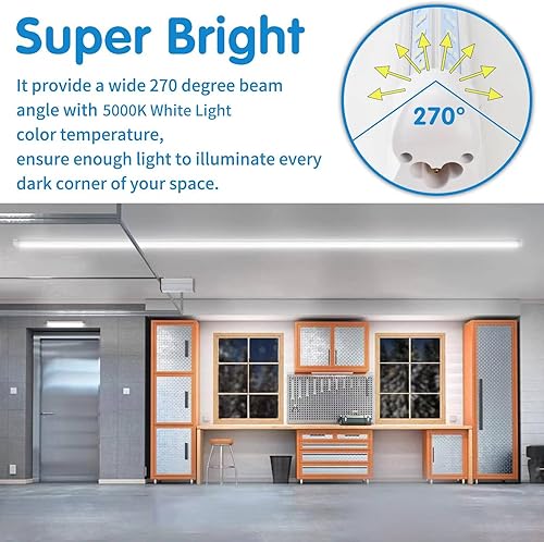 Miniatura 3 de AQIQUUT Luz LED para tienda, luces LED de 4 pies, 50 W, 5000 K, 7000 lúmenes, luces LED súper brillantes de 4 pies, cubierta transparente, forma de
