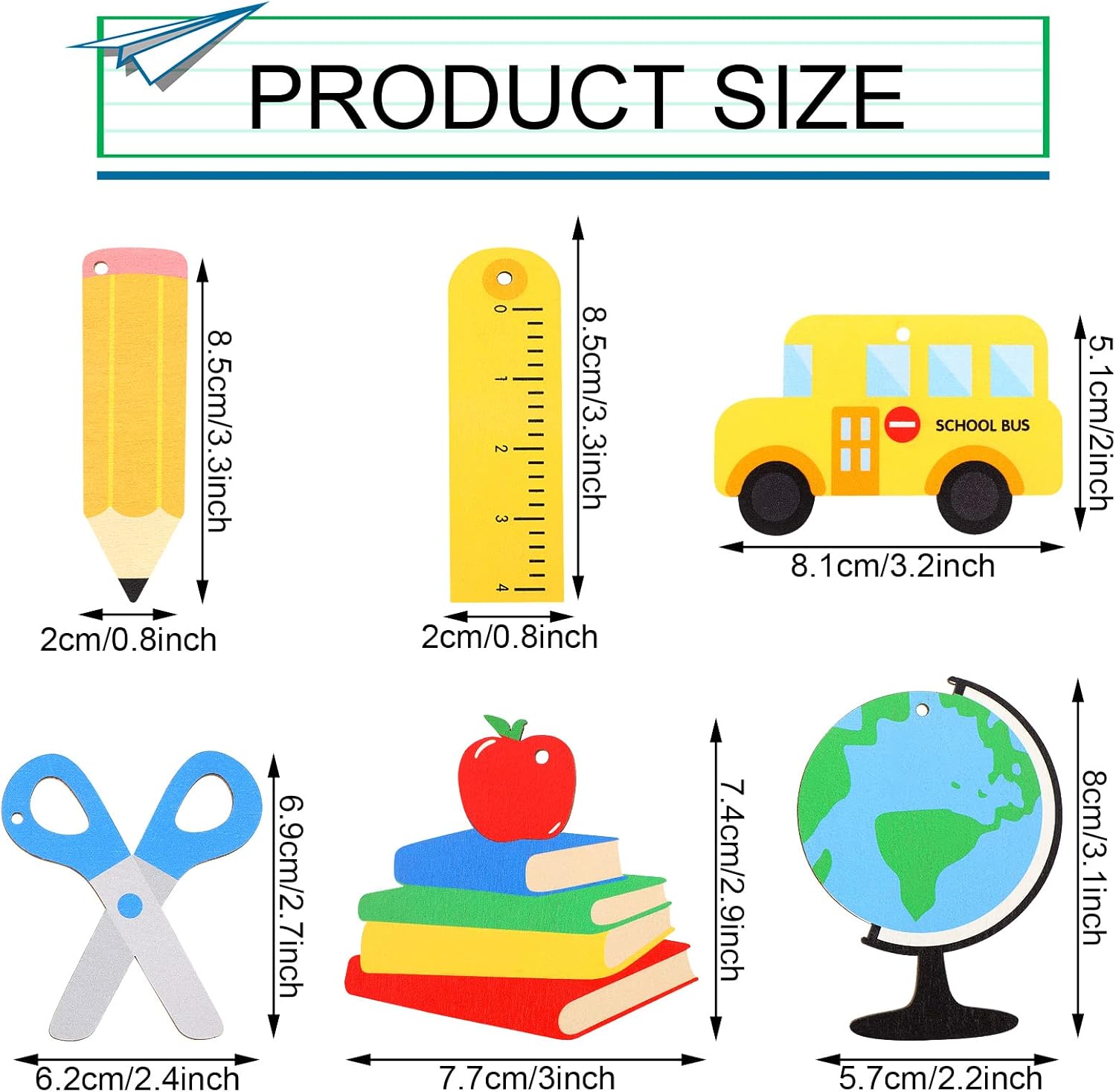 Jetec 24 Pcs Back to School Hanging Decoration First Day of Classroom Wooden Hanging Ornament Book Pencil Bulletin Board Cutout Welcome Back to School Decoration for Tree Classroom Party Supplies