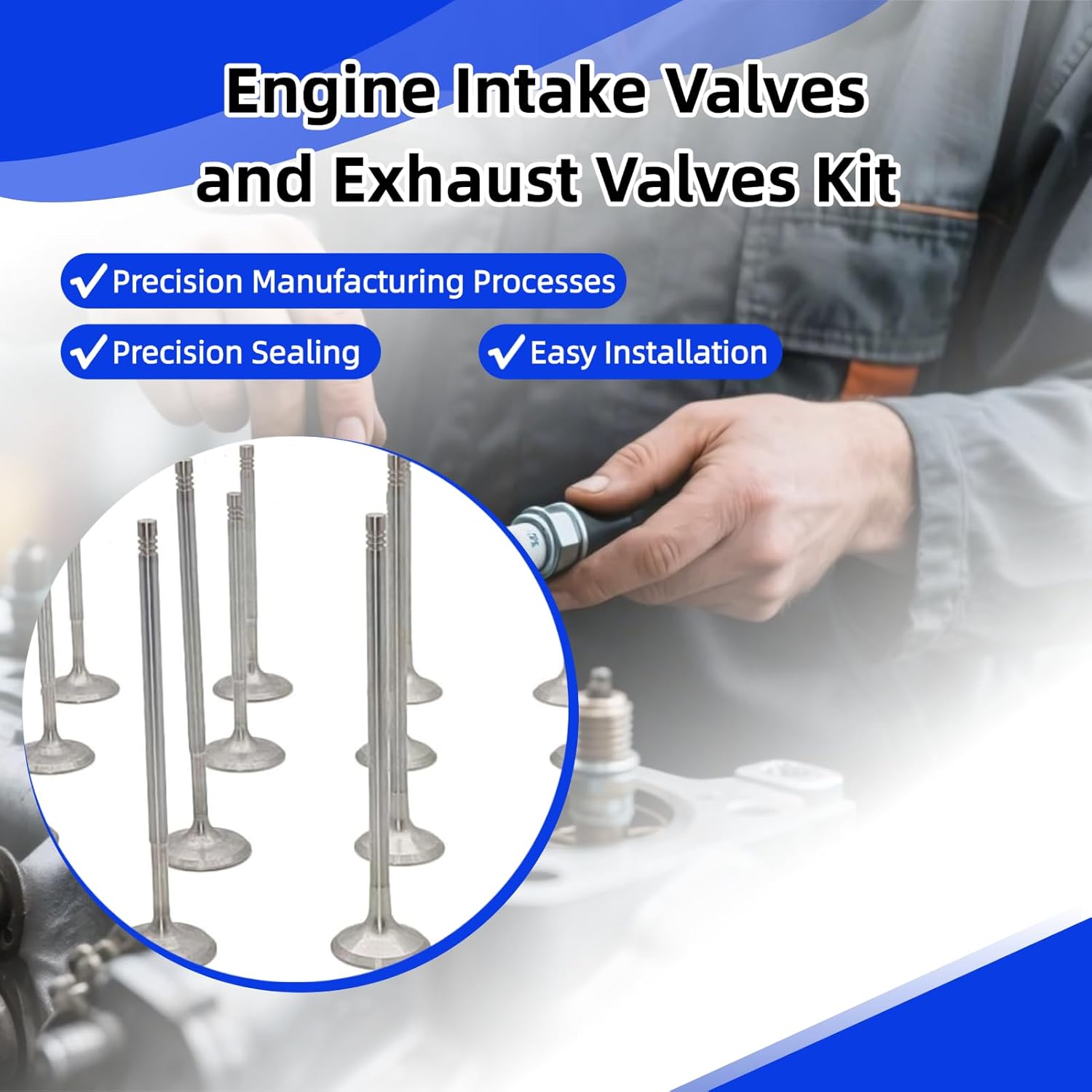 24 x Engine Intake Valves and Exhaust Valves Kit Compatible with A8 Q7 A3 Quattro TT Quattro Superb CC EOS Atlas Passat Teramont Touareg Transporter Golf R32 022109601G 022109601H
