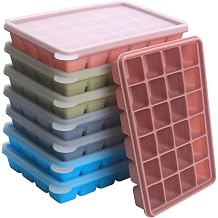 1 Tbsp Silicone Freezer Molds - Perfect for Storing Garlic, Herbs, Ginger, Pesto, Tomato Paste, Lemon Juice,Vegetable Purees,Purees and More - Silicone Food Freezer Tray Multicolor 8 Pack