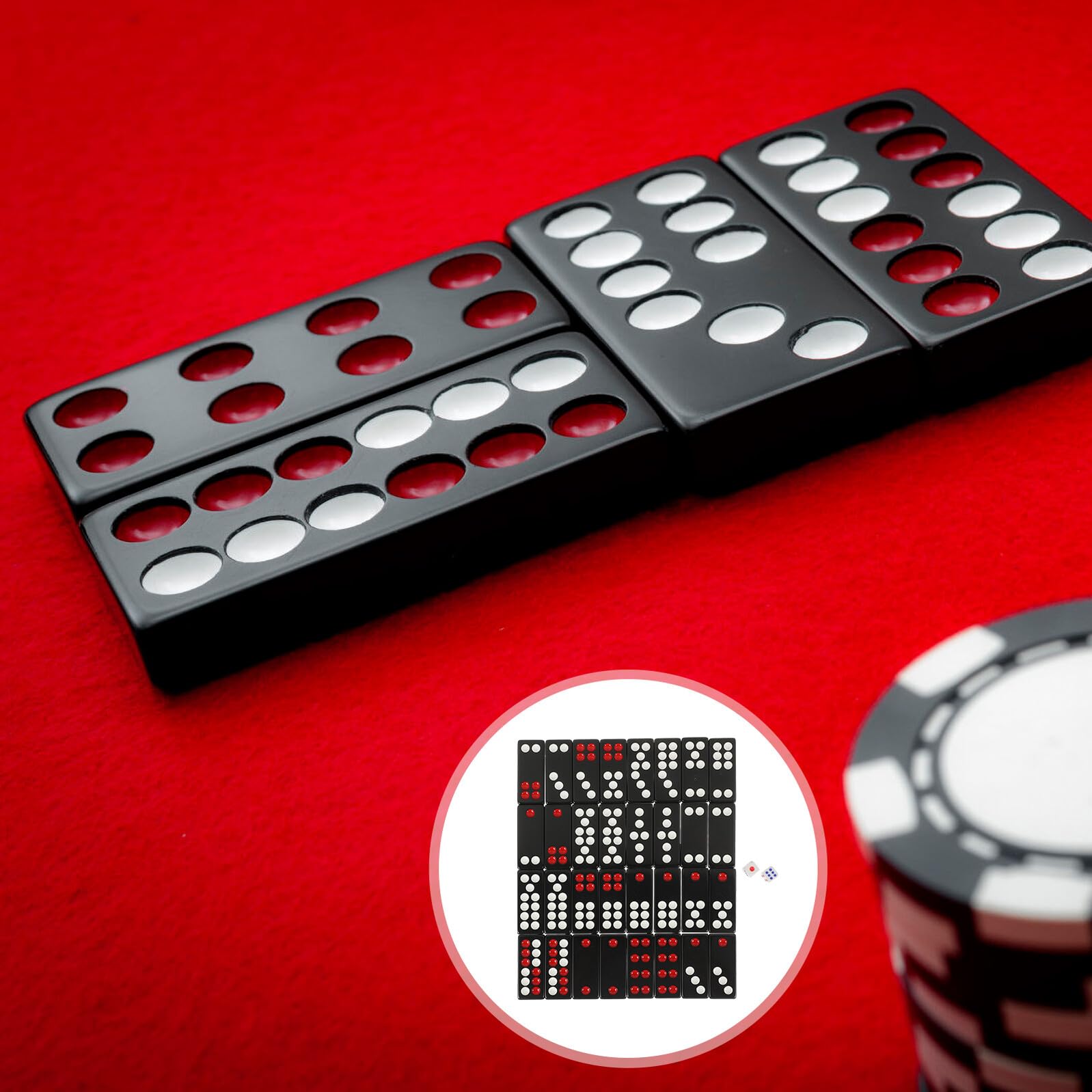 ERINGOGO Traditionelles Chinesisches Pai Gow Spielset Paigow Spielsteine aus Robustem Material Gravierte Kacheln mit Glatter Oberfläche Handliches Brettspiel für Party Camping und Reisen