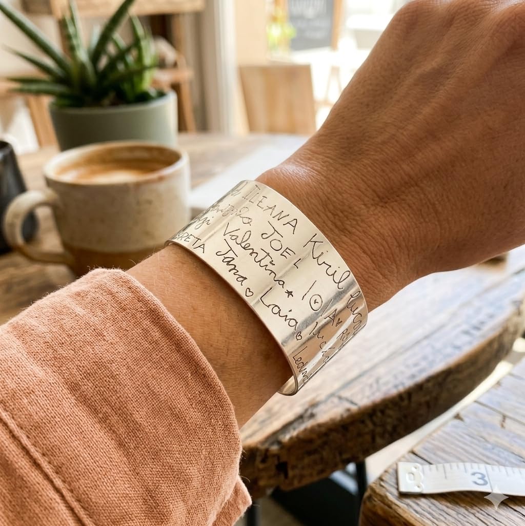 Brazalete Profesora Personalizado con Nombres de Alumnos – Regalo Fin de Curso Maestra – Pulsera Artesanal Grabada a Mano en Aluminio Hipoalergénico – Detalle Único Colegio