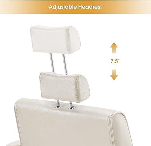 Miniatura 3 de BarberPub Silla de peluquero hidráulica reclinable de cuero clásico antiguo para peluquería Spa Salon Styling Equipo de belleza 3124 (champán)