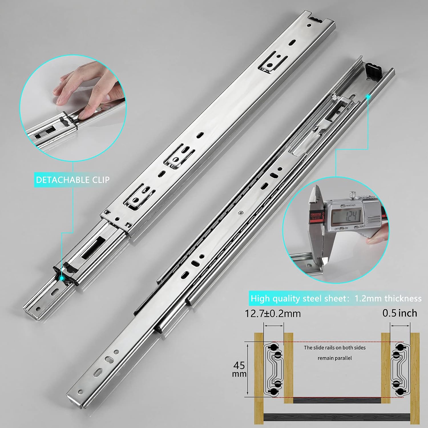 60% Off Discount AOLISHENG Full Extension Drawer Slides 12 Inch 10 Pair Less Noise Ball Bearing Side Mount Cabinet Steel Slider Rails Runners Glides Guides Track 100 LB Load Capacity White