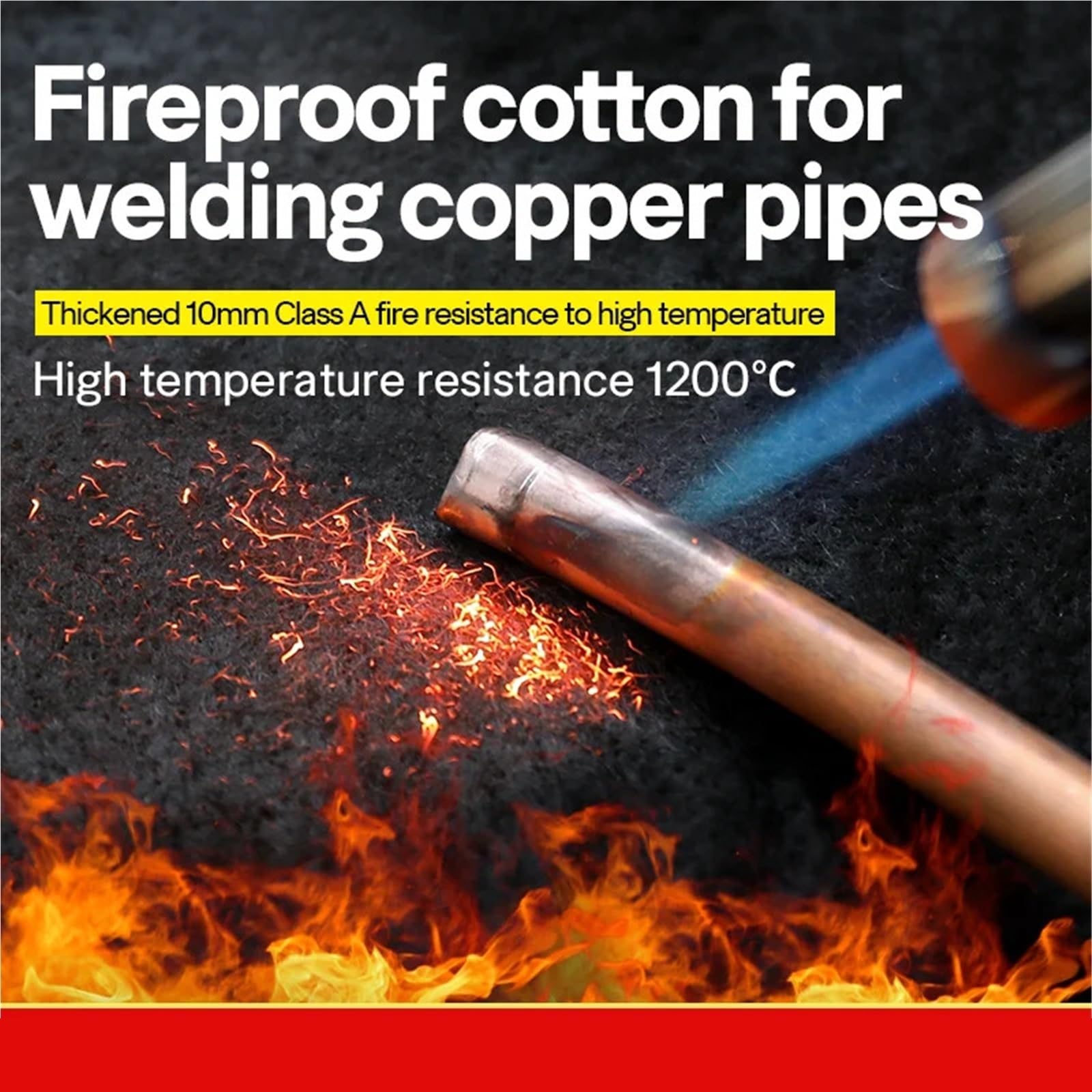 Manta de soldadura tela ignífuga, resistente a altas temperaturas, estera, tubo cobre for refrigerador, 2 uds para Soldadura y Corte(50x50cm)