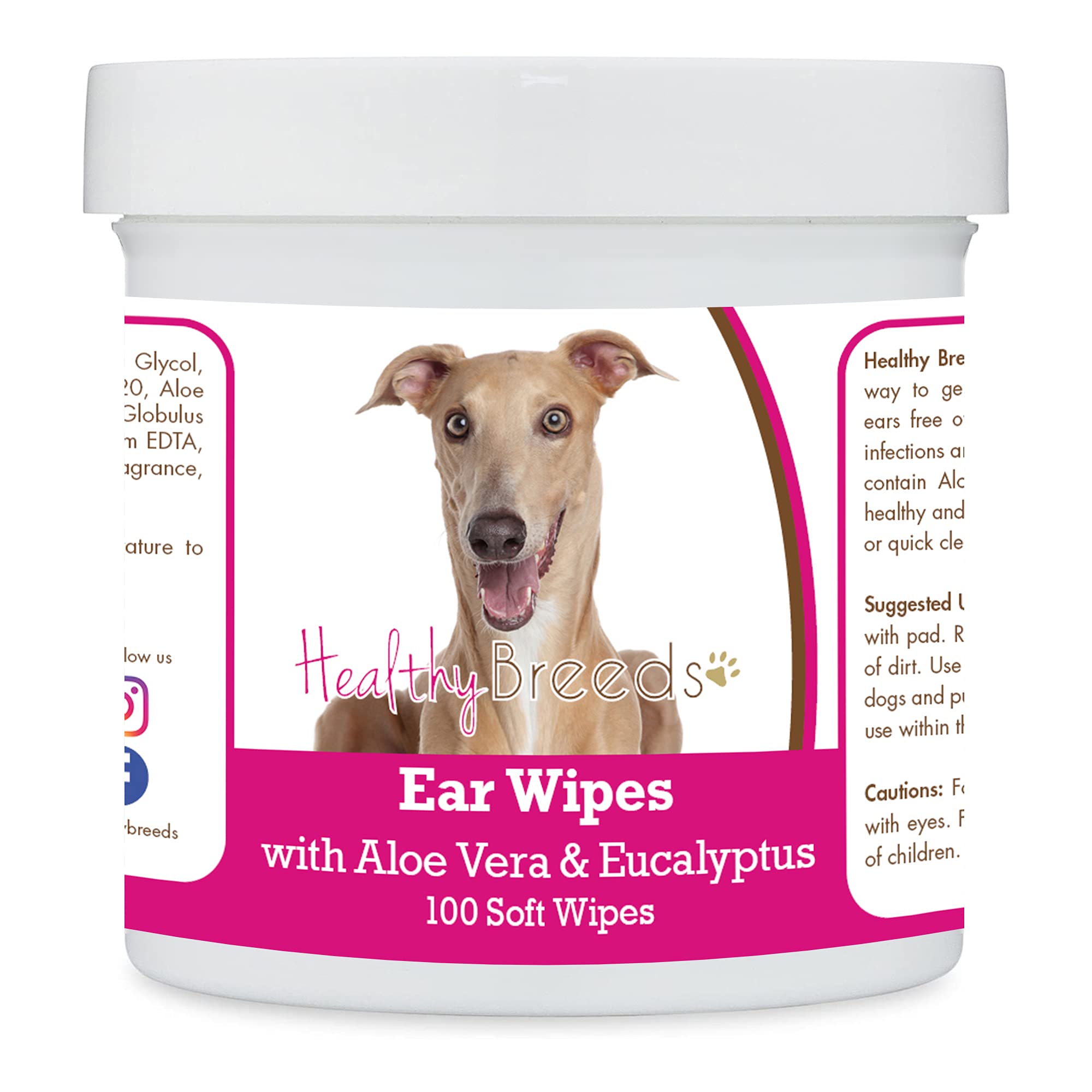 Healthy Breeds Italian Greyhound Ear Cleaning Wipes with Aloe &amp; Eucalyptus for Dogs 100 Count