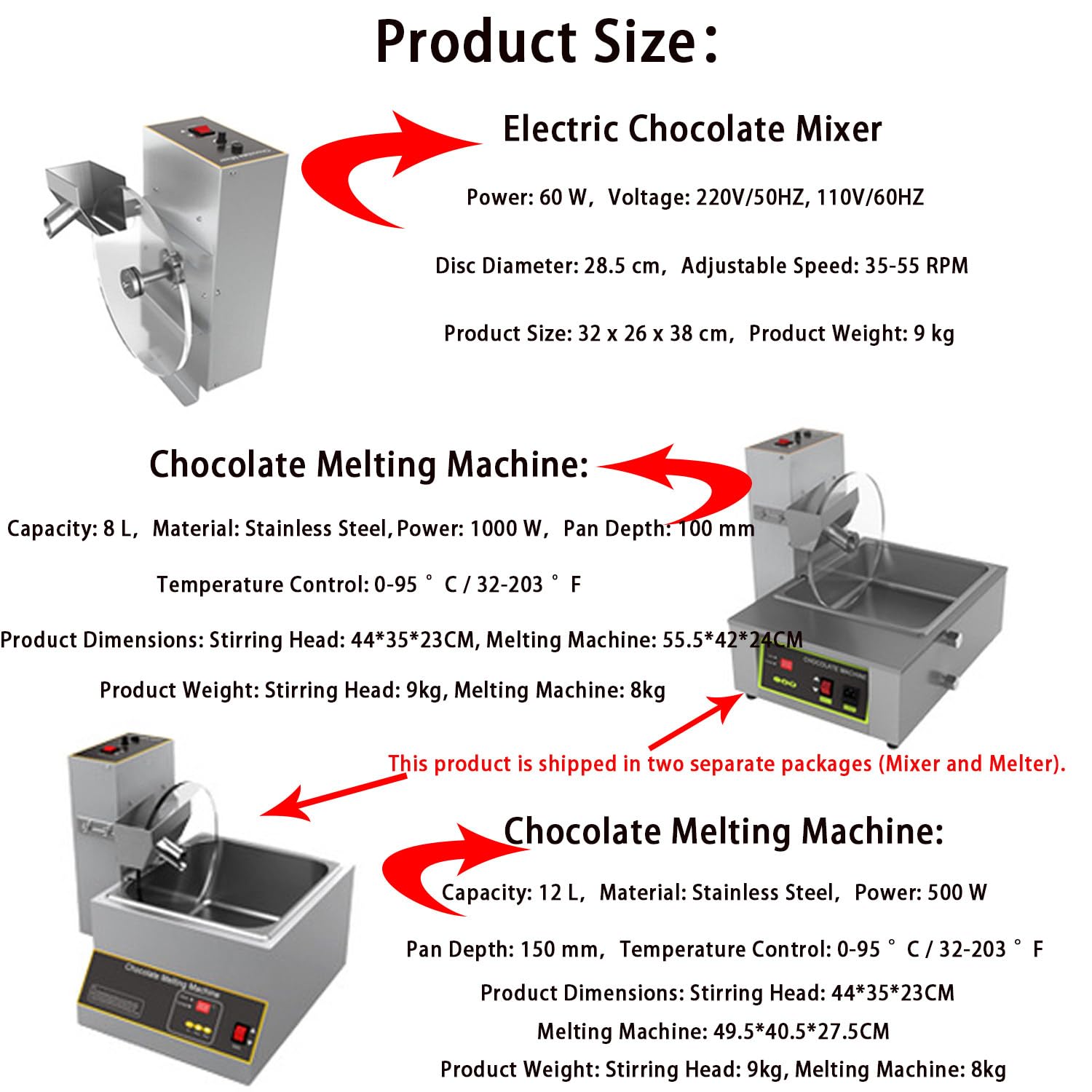 EléCtrica Templador De Chocolate con Temperatura, Estructura Robusta Y Multifuncional para Procesar, Recubrir Y Dar Forma Al Chocolate 8LMeltingMixer