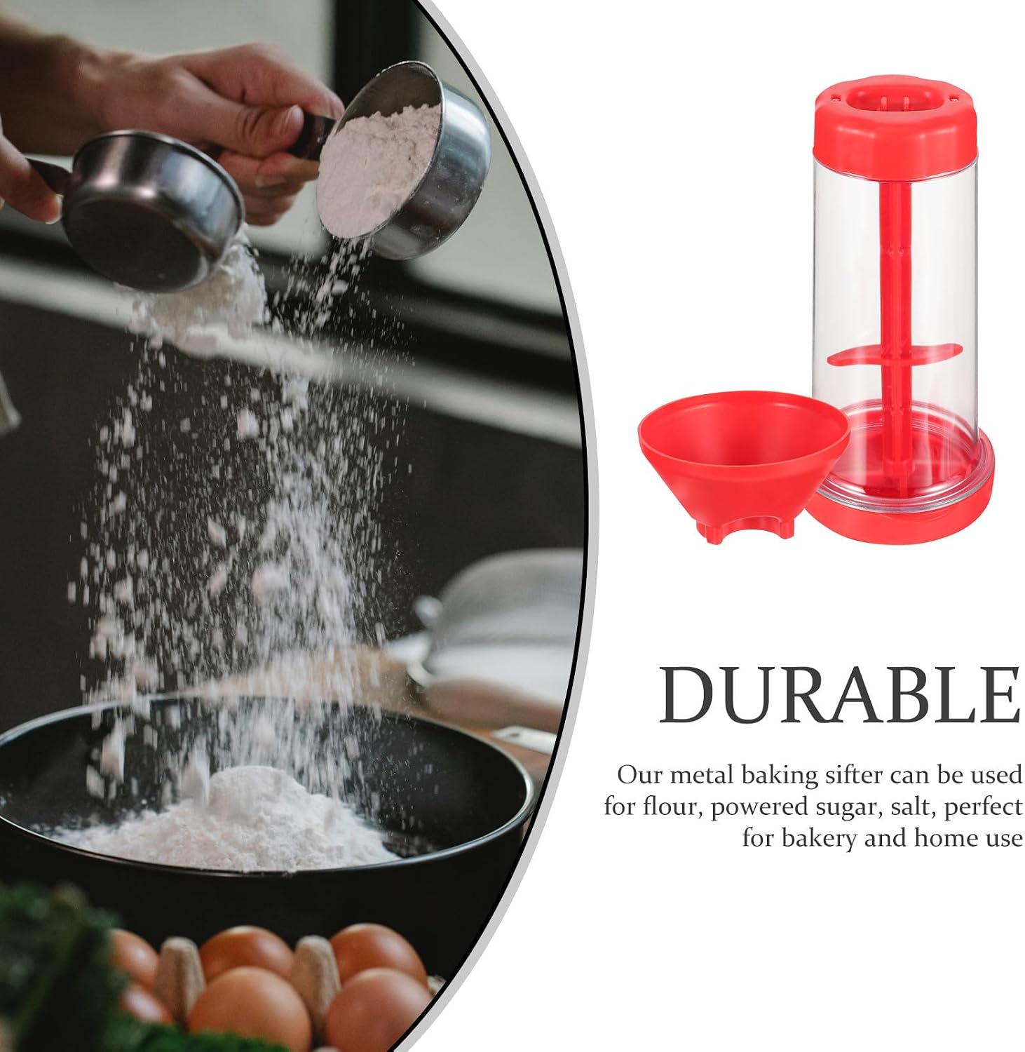 Manual Flour Sifter Fine Mesh Kitchen Baking Tool Plastic Handheld Rotating Powdered Sieve for Home Use