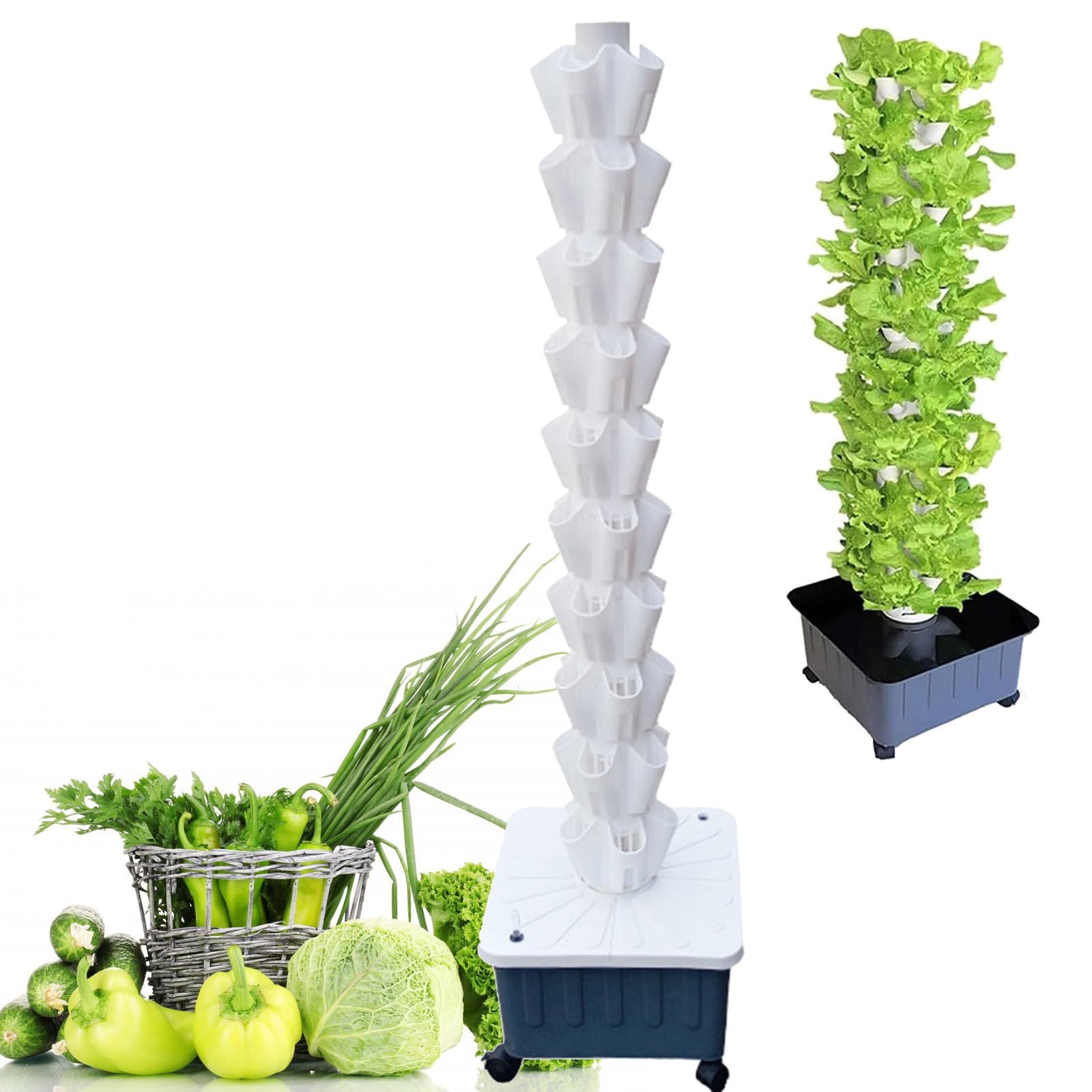 Sistema de cultivo hidropónico de interior,jardinera de jardín vertical,sistema de cultivo hidropónico de plantas,kit de jardín inteligente de interior,para hierbas,frutas y verduras,White-12floors
