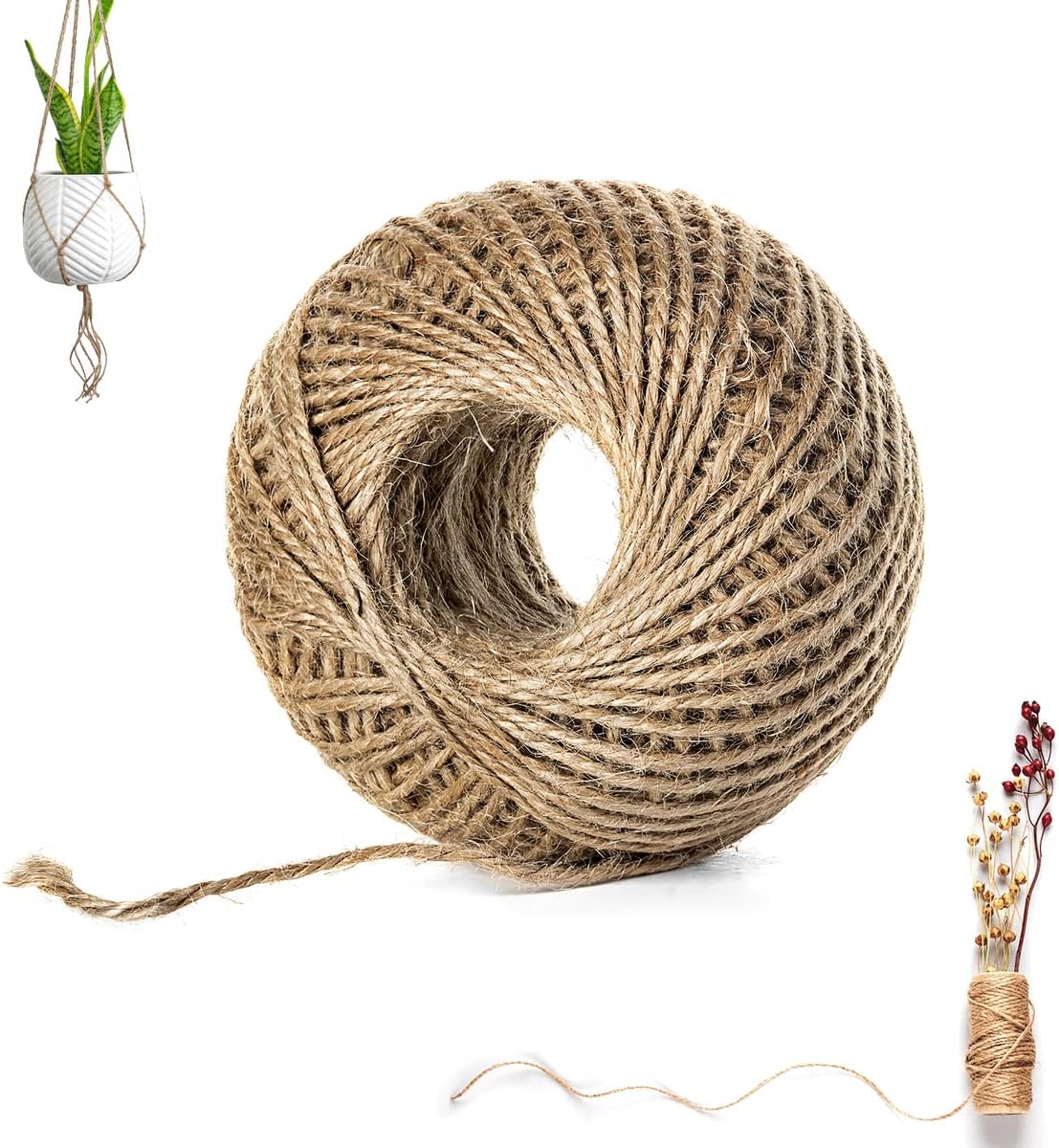 Fine Twine String for Crafts - Wood Planers Woodworking Tools Burlap String Roll 300 feet Natural Jute Twine String for Gift Wrapping - Jute Rope 2mm for Art, Smoothing Planes