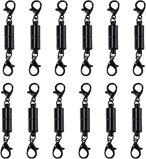 12 Sets 6mm Black Strong Magnetic Necklace Clasps and Closures, Bracelet Necaklace Extender, Jewelry Clasps for Necklaces Bracelets DIY Jewelry Making Supplies (6mm, Black)